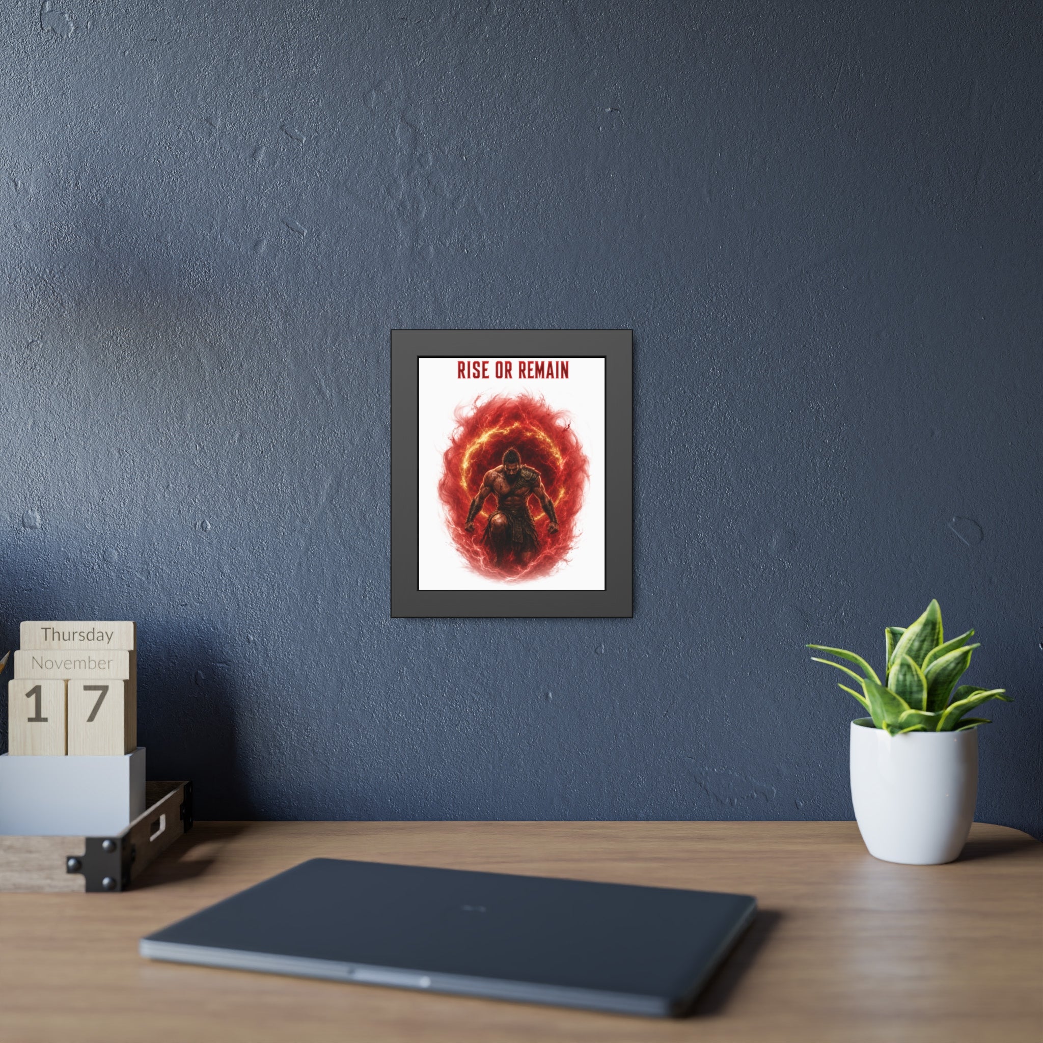 Framed Poster — "Rise or Remain" Spartan Warrior Wall Art