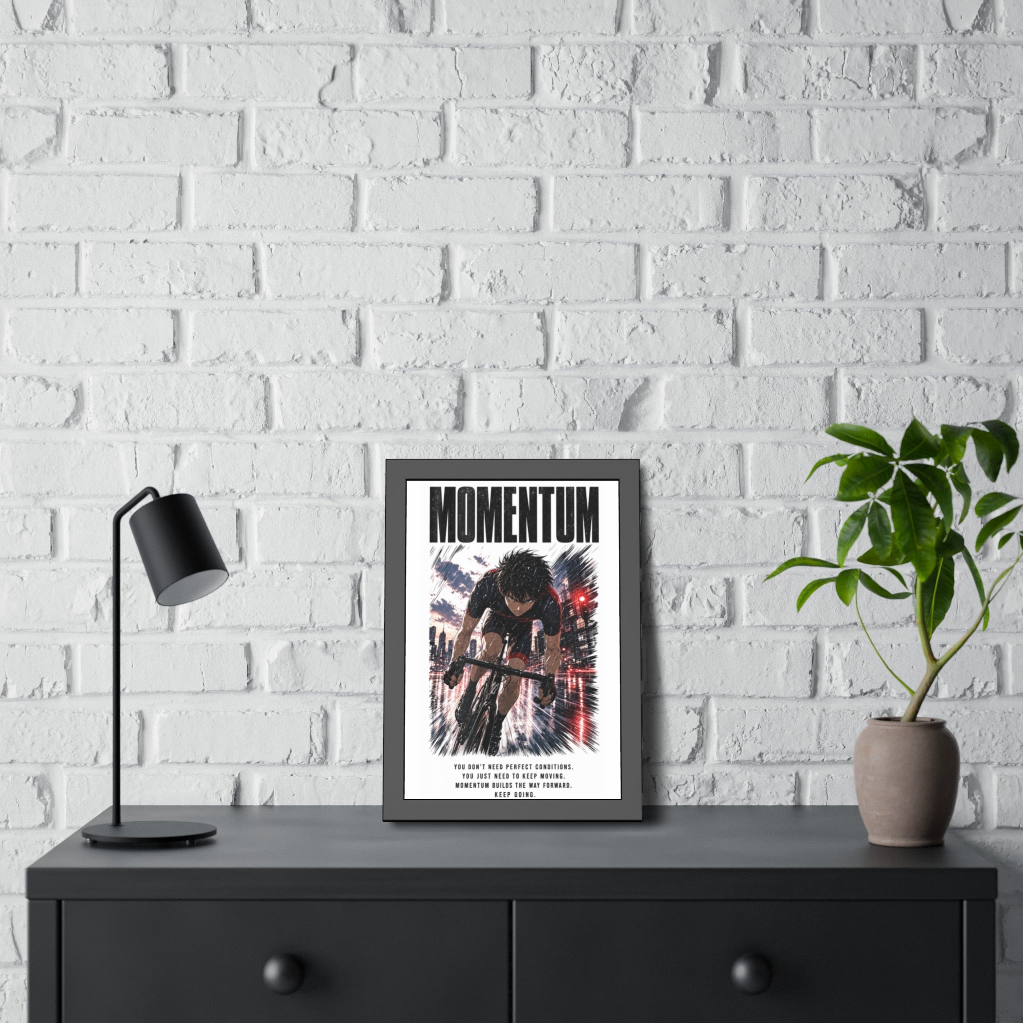 Momentum Cycling Poster — Framed Inspirational Wall Art