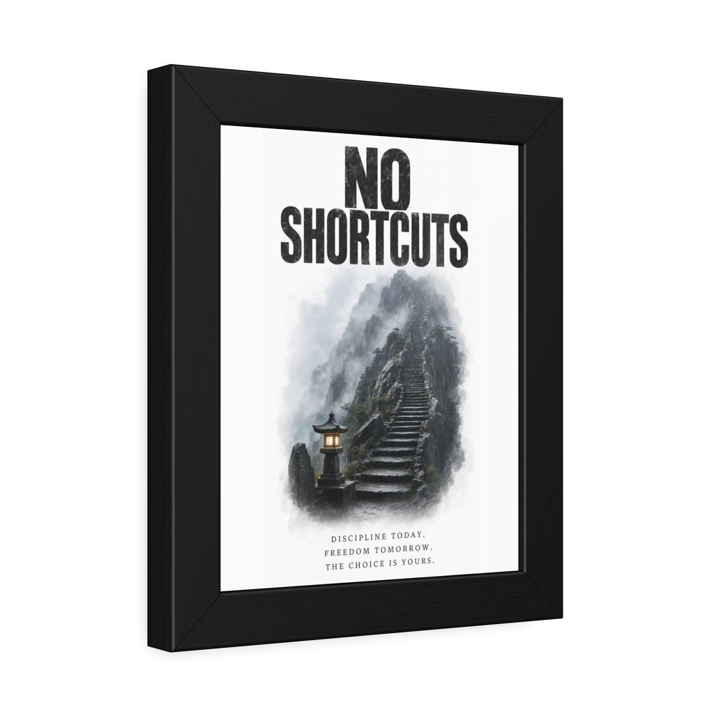 Framed Poster - "No Shortcuts" Motivational Wall Art