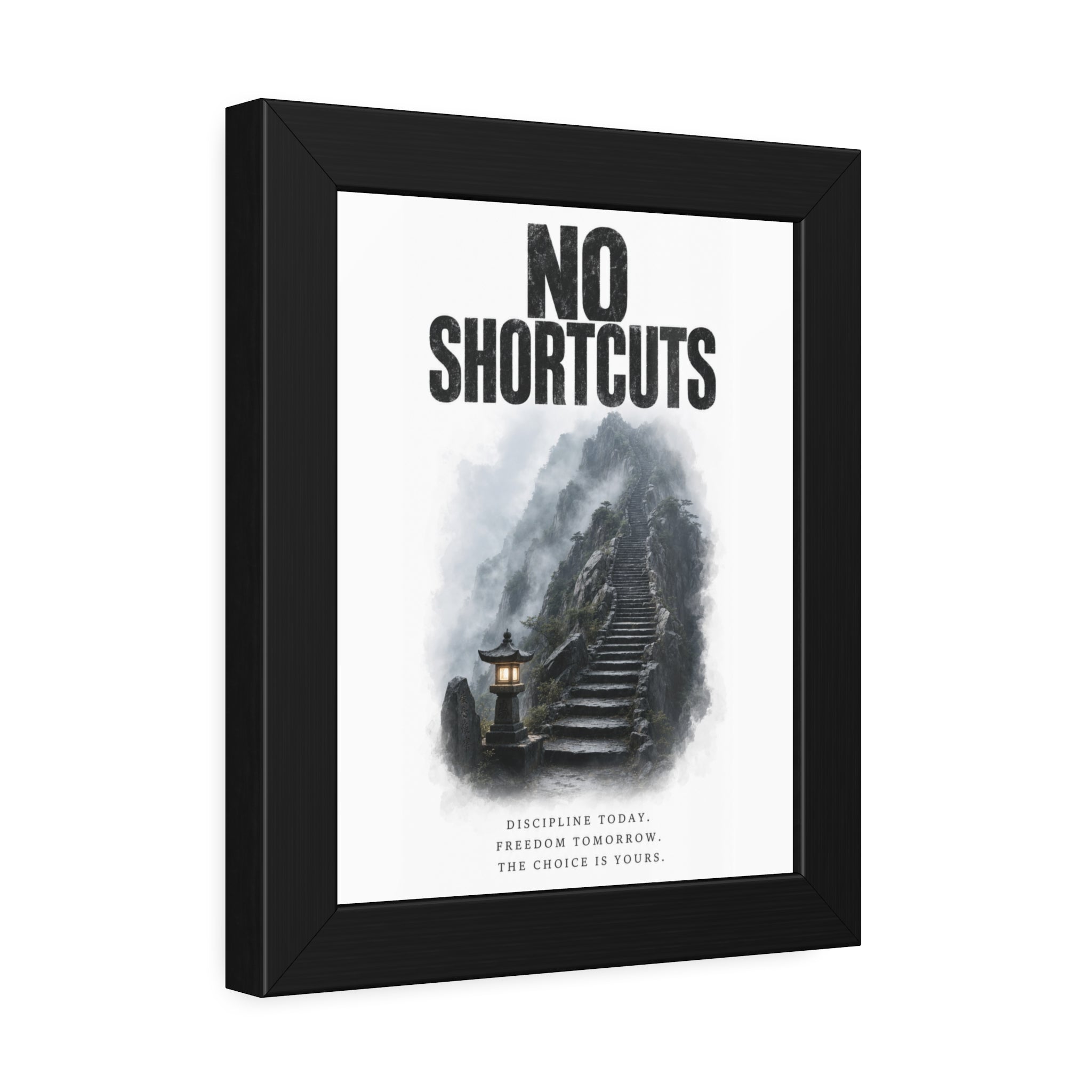Framed Poster - "No Shortcuts" Motivational Wall Art