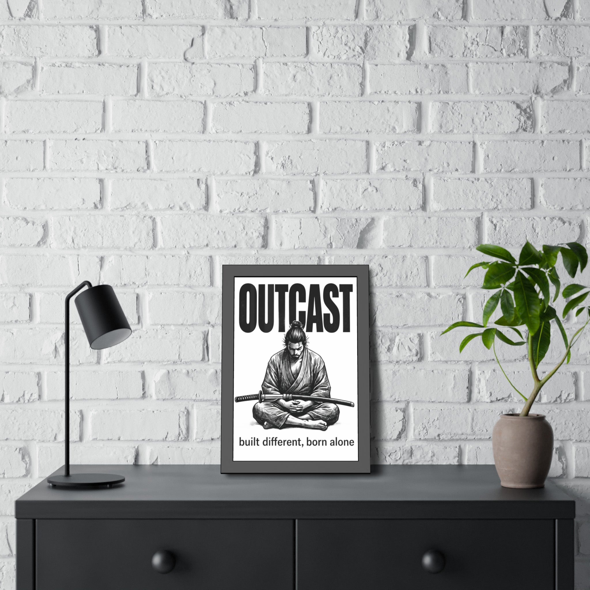Framed Poster — OUTCAST Samurai Meditation 'built different, born alone'
