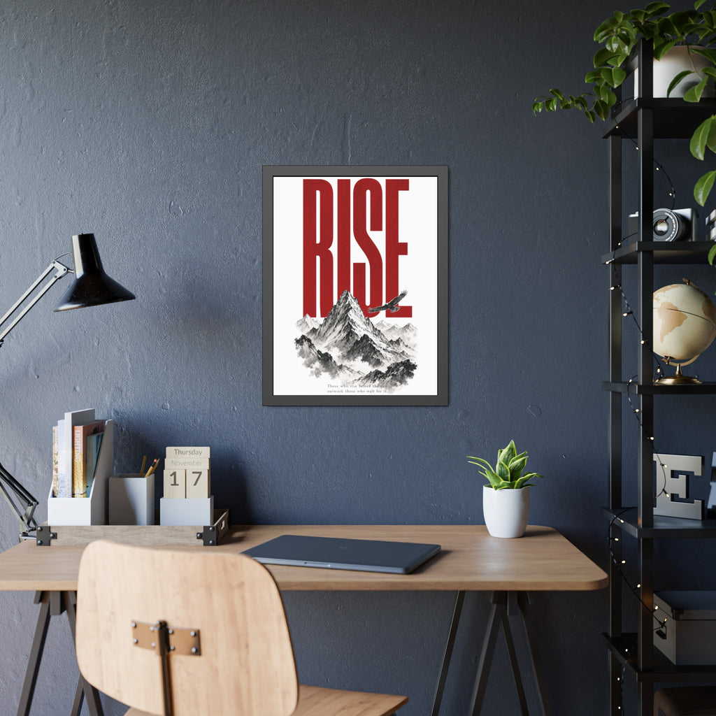 Framed Poster "RISE" Mountain Art Print