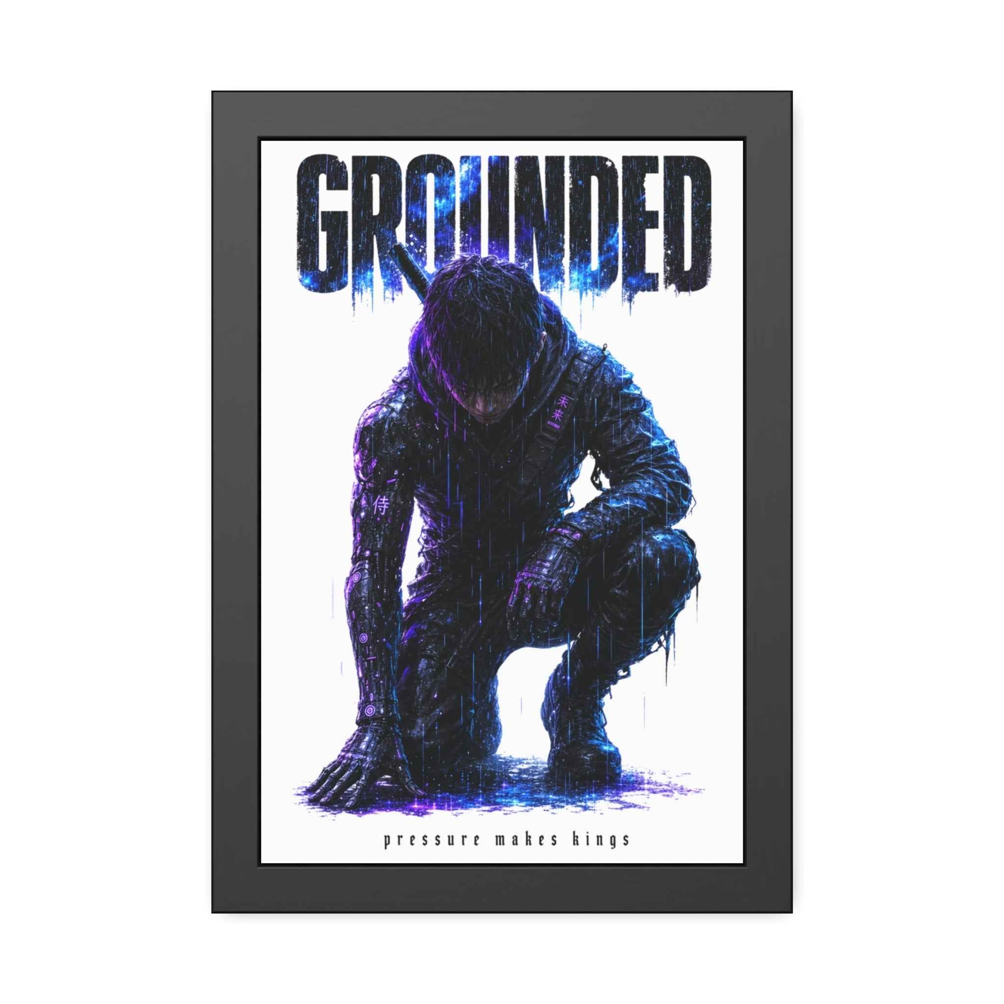 Framed Poster — 'GROUNDED' Motivational Sci‑Fi Art