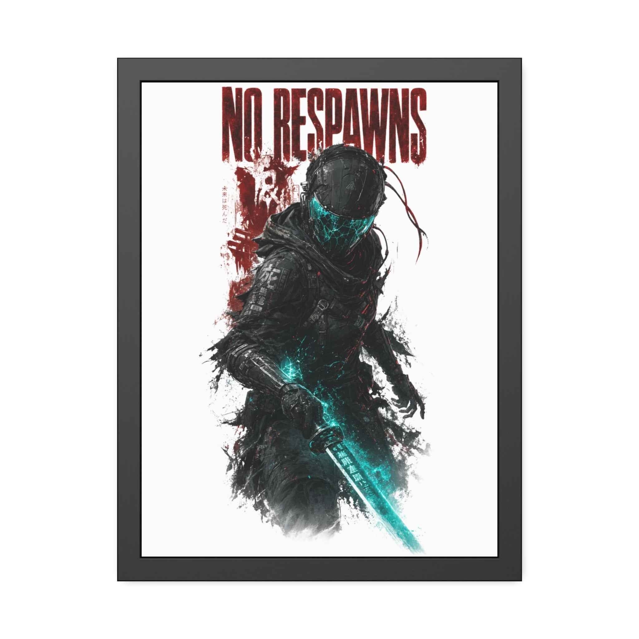 No Respawns Framed Poster — Dark Sci‑Fi Gamer Wall Art