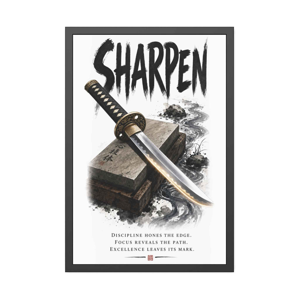 Sharpen Katana Poster — Framed Motivational Sword Art Print