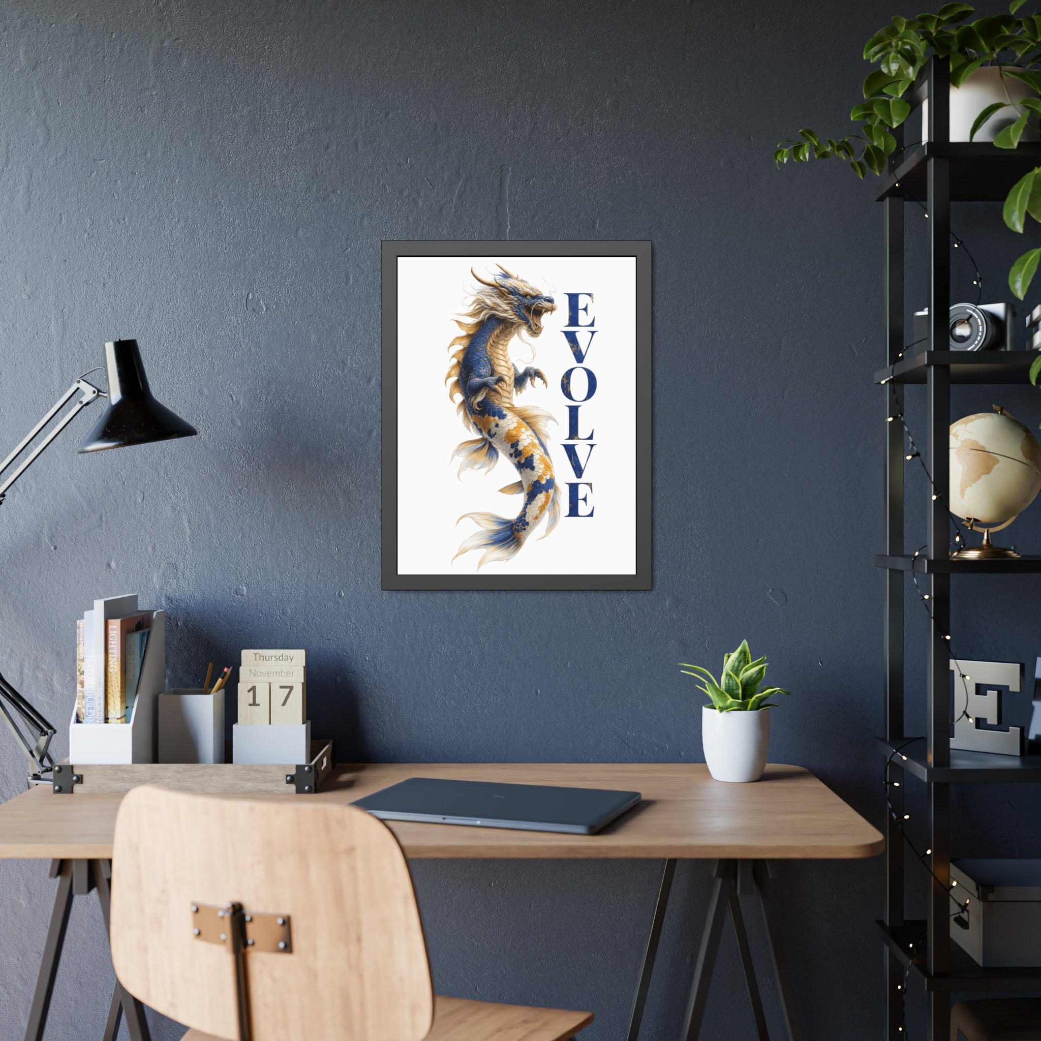 Evolve Dragon Koi Framed Poster