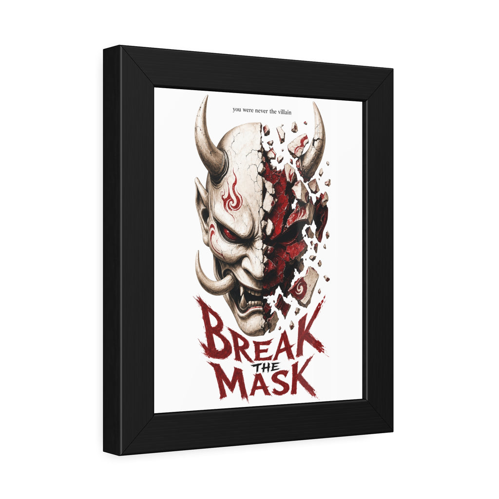 Framed Poster — 'Break the Mask' Oni Horror Art Print
