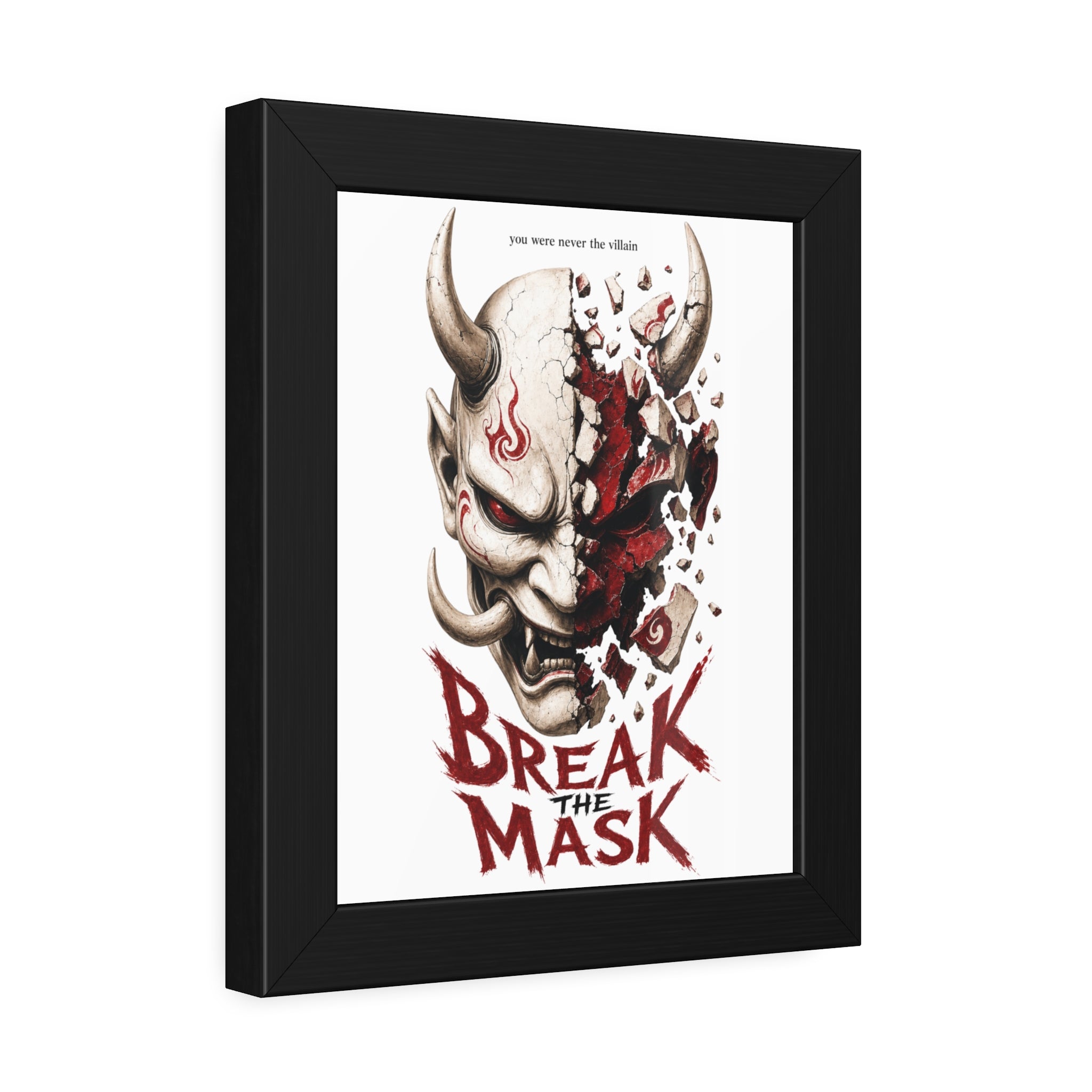 Framed Poster — 'Break the Mask' Oni Horror Art Print