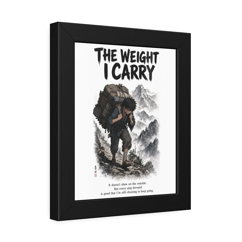 Framed Poster - "The Weight I Carry" Motivational Mountain Art Print