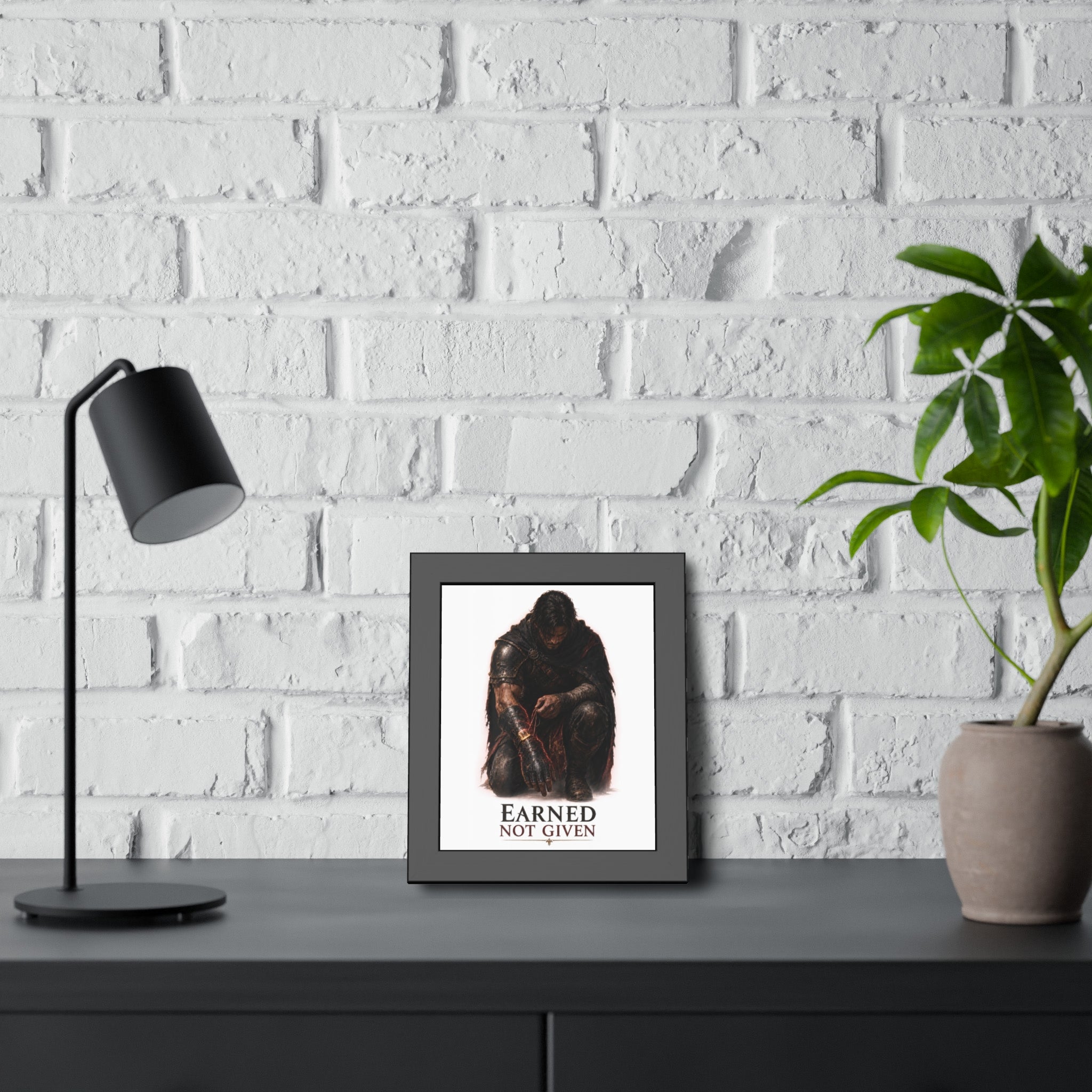 Framed Poster — "Earned Not Given" Knight Wall Art