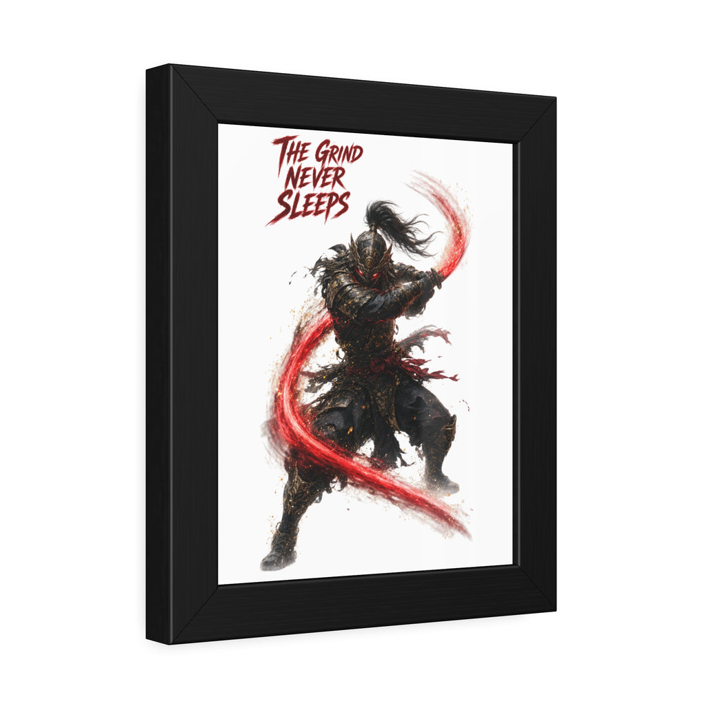 Framed Poster — 'The Grind Never Sleeps' Samurai Art Print
