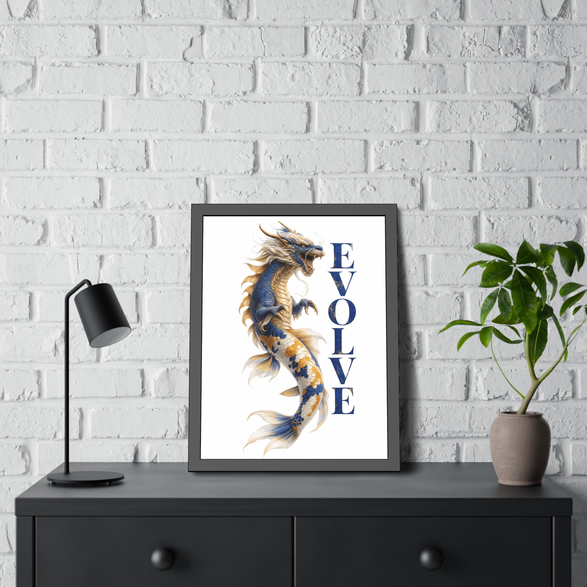 Evolve Dragon Koi Framed Poster