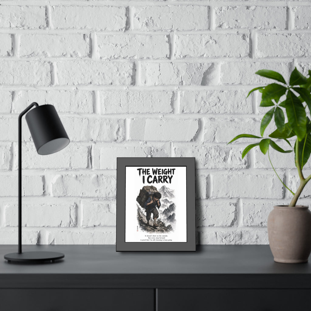 Framed Poster - "The Weight I Carry" Motivational Mountain Art Print