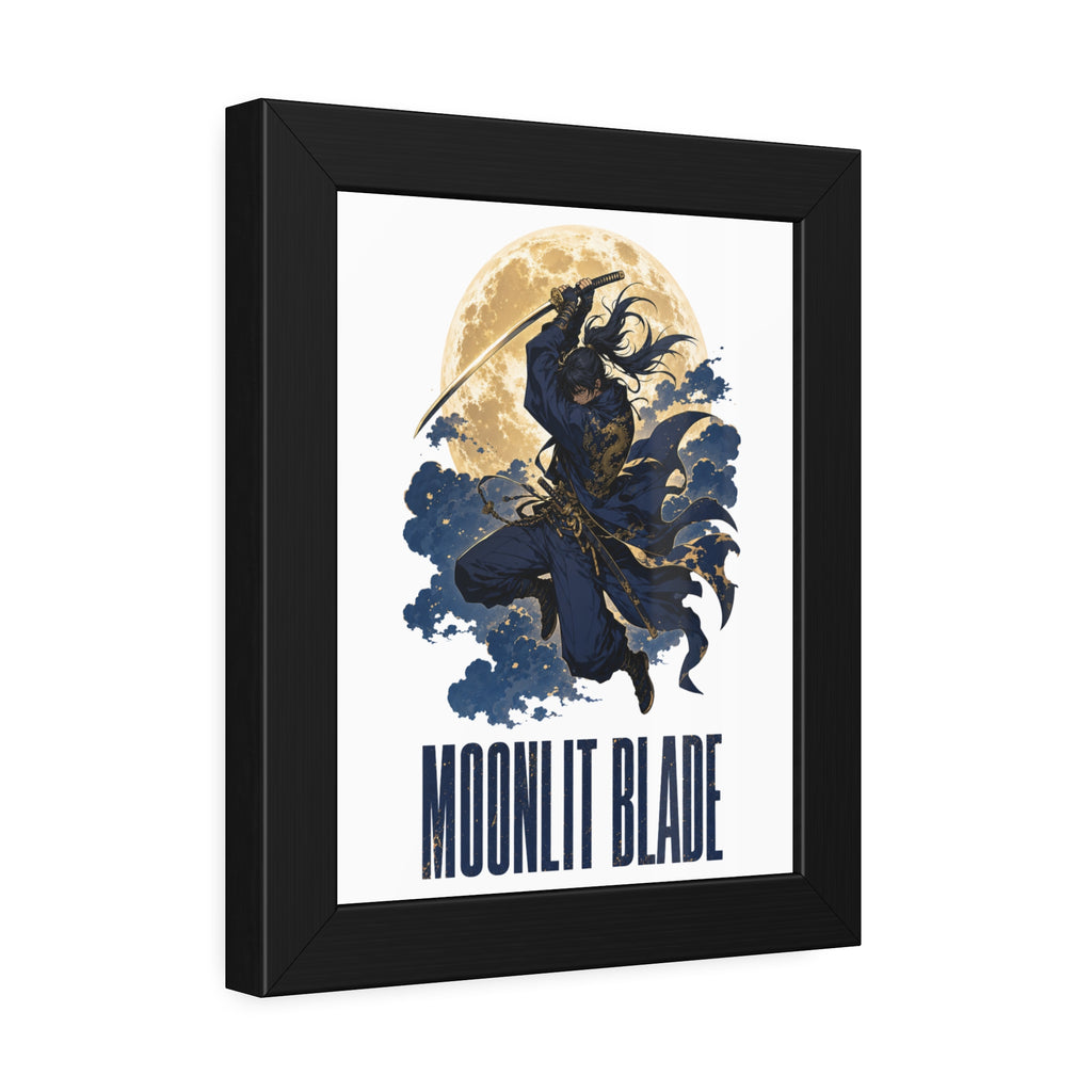 Moonlit Blade Framed Poster — Samurai Ninja Art Print