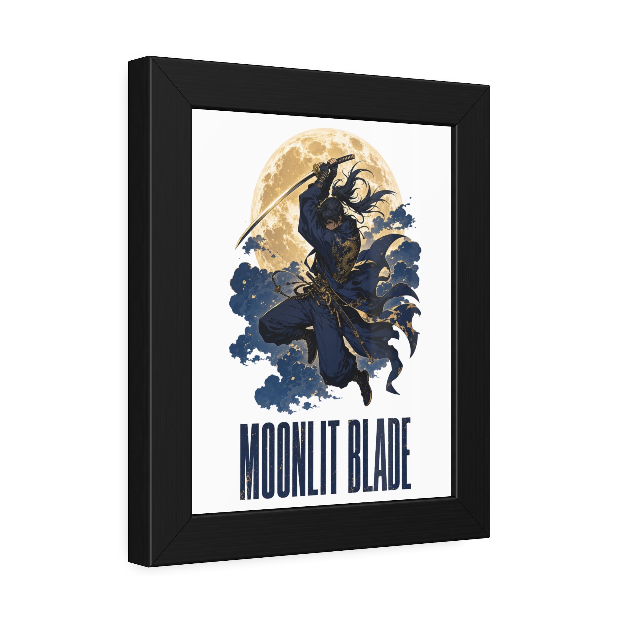 Moonlit Blade Framed Poster — Samurai Ninja Art Print