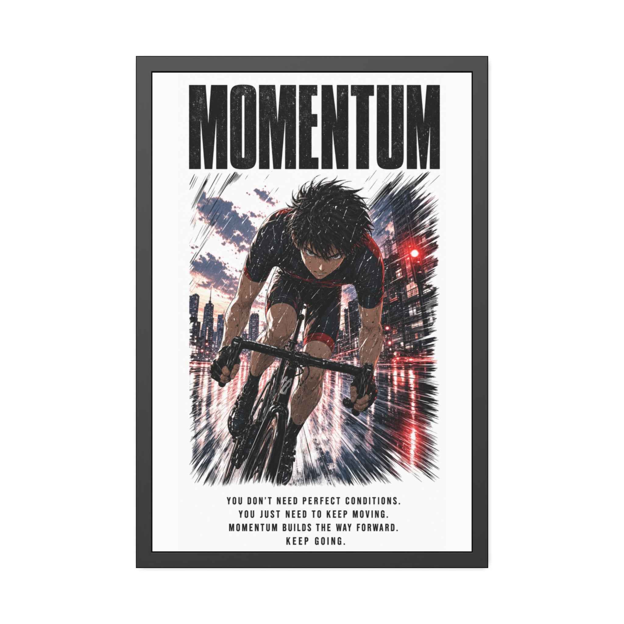 Momentum Cycling Poster — Framed Inspirational Wall Art