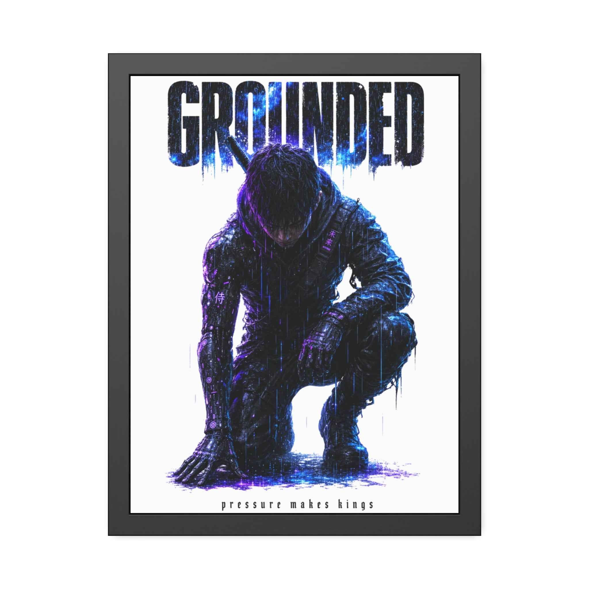 Framed Poster — 'GROUNDED' Motivational Sci‑Fi Art