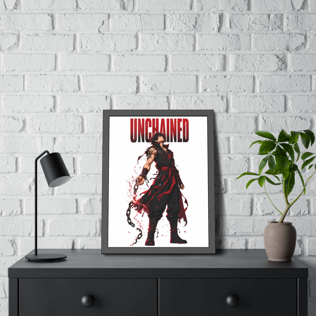 Unchained Warrior Framed Poster — Anime Fighter Wall Art