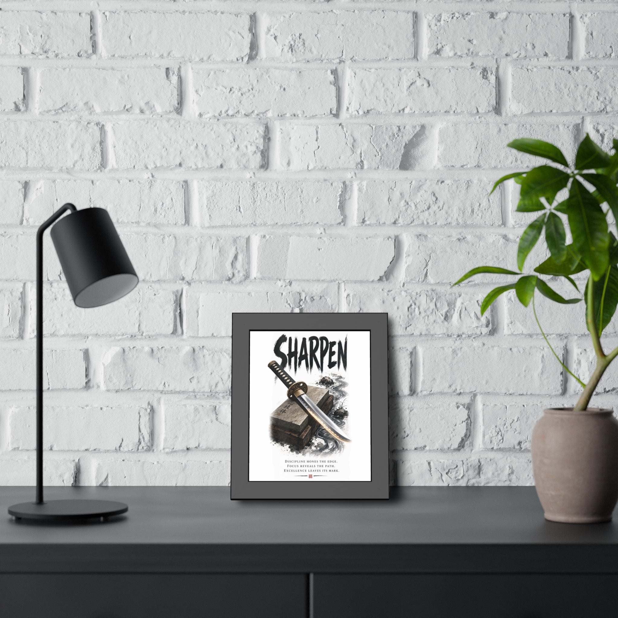 Sharpen Katana Poster — Framed Motivational Sword Art Print