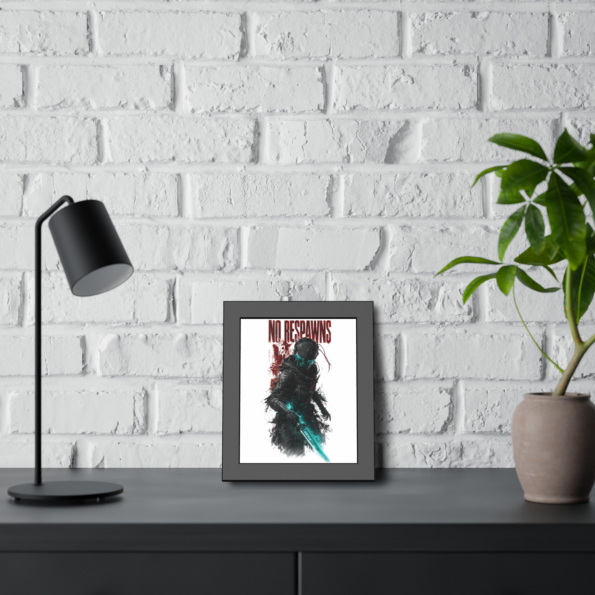 No Respawns Framed Poster — Dark Sci‑Fi Gamer Wall Art