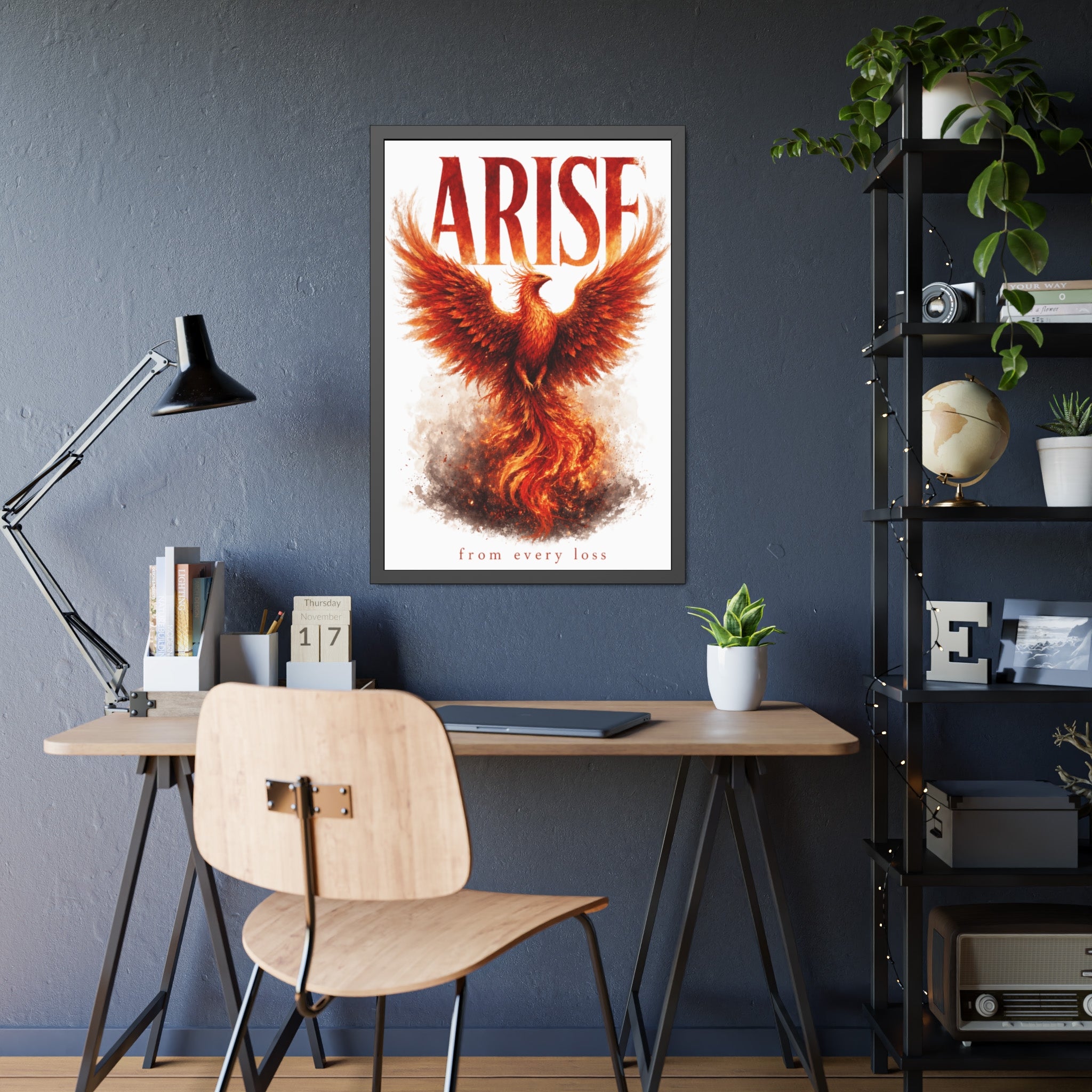 Framed Poster — "ARISE" Phoenix Art Print (Inspirational Wall Decor)