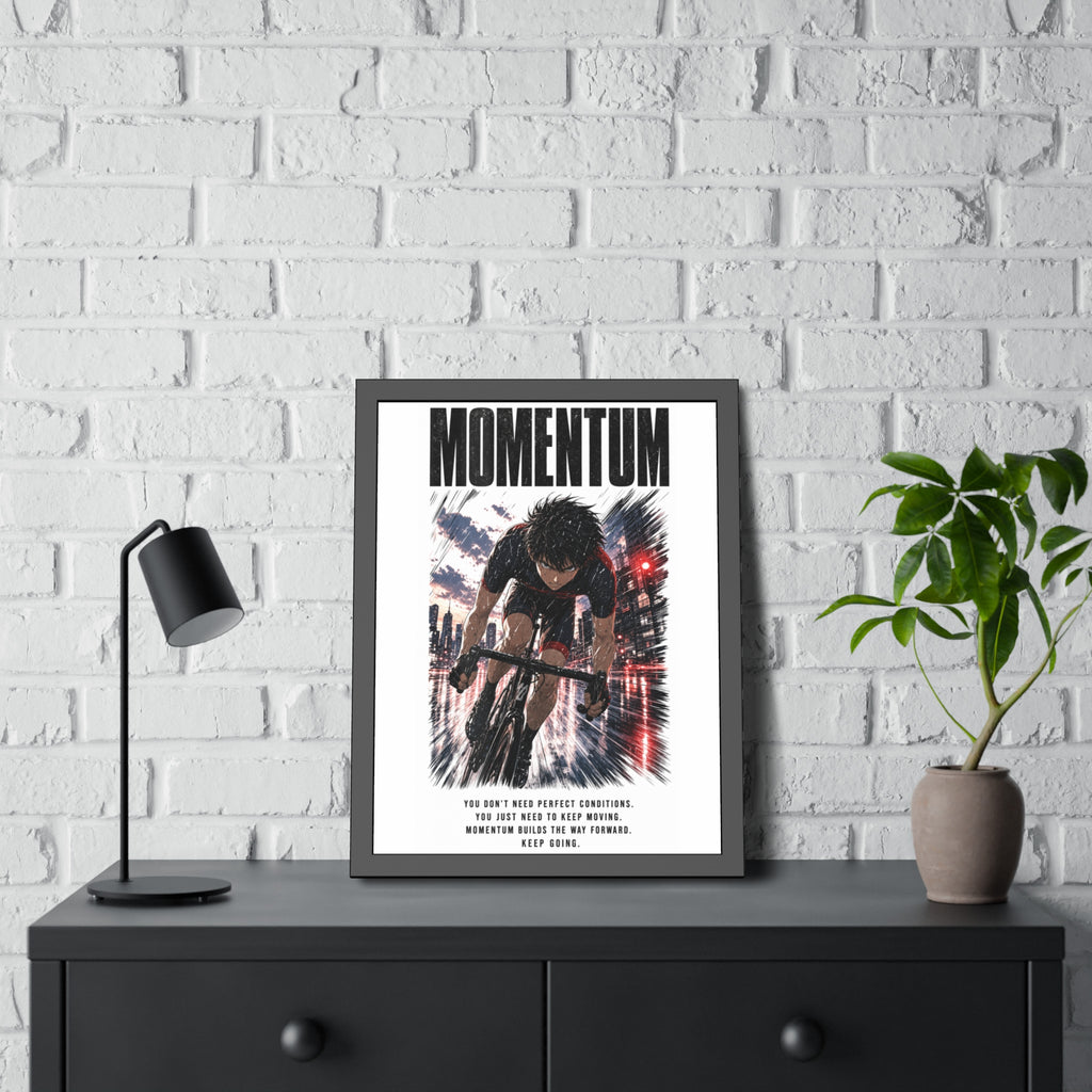 Momentum Cycling Poster — Framed Inspirational Wall Art