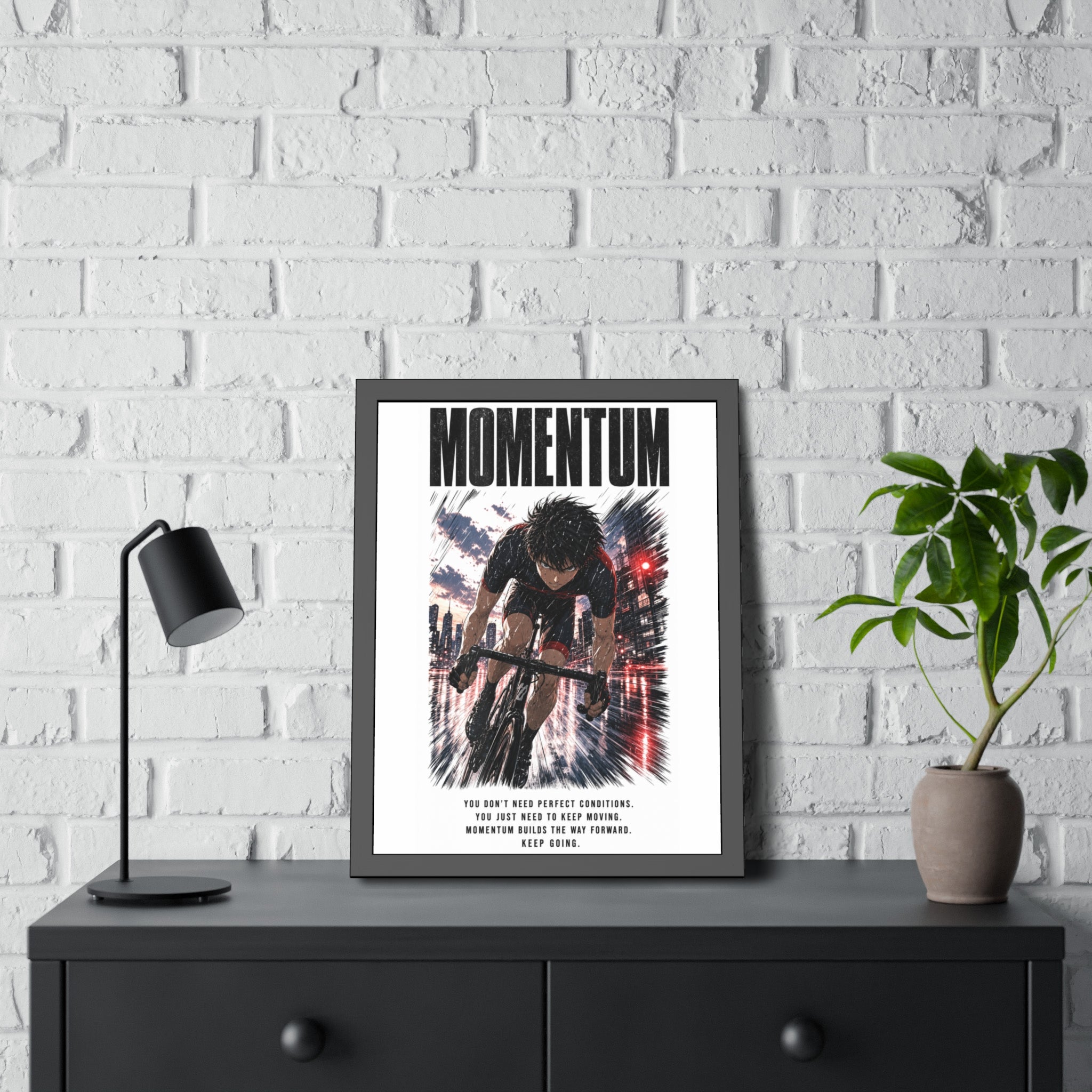 Momentum Cycling Poster — Framed Inspirational Wall Art