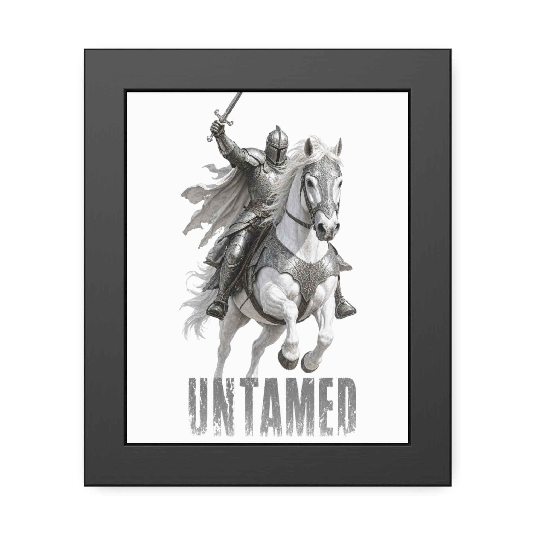 Untamed Knight Horse Framed Poster — Medieval Warrior Wall Art