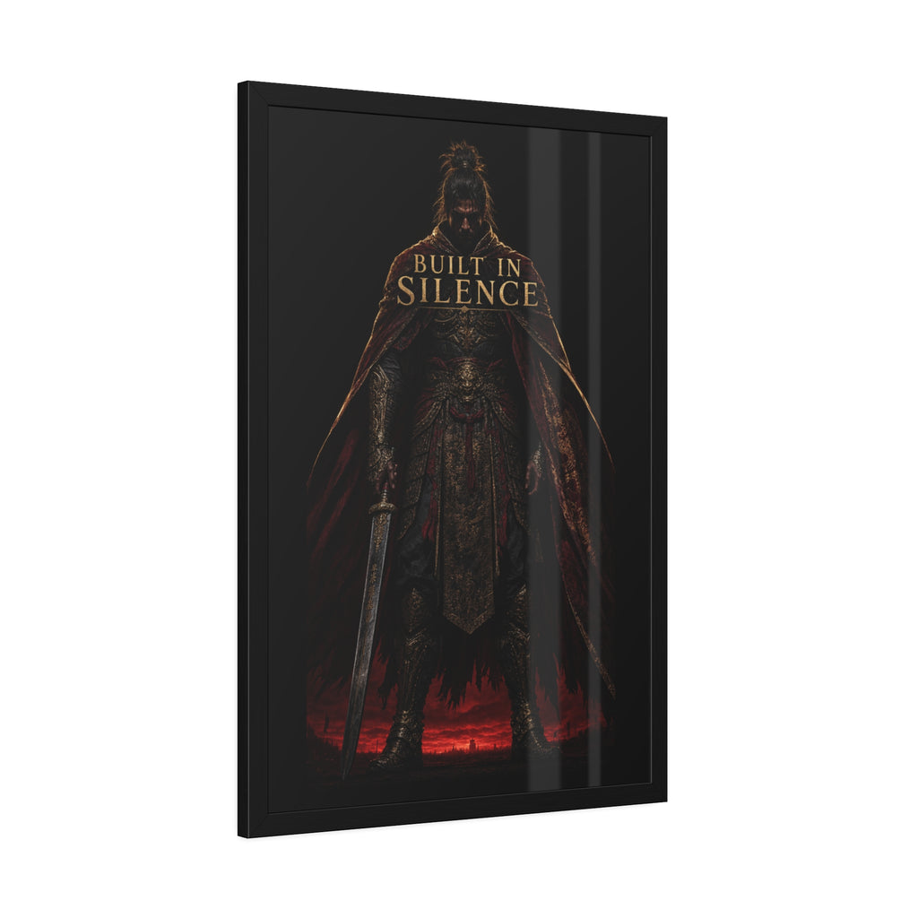 Built In Silence — Framed Poster (Dark Fantasy Knight Art)