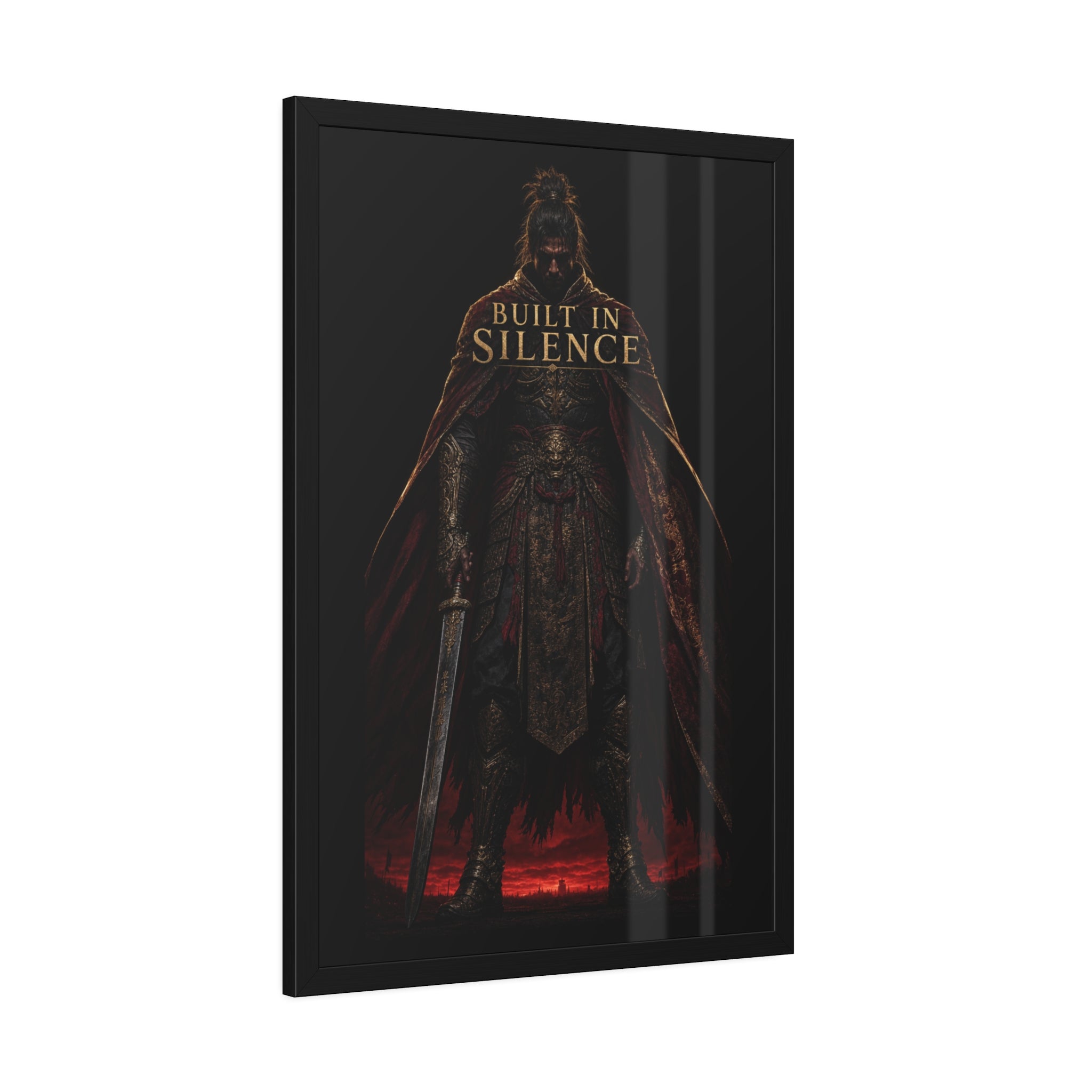 Built In Silence — Framed Poster (Dark Fantasy Knight Art)