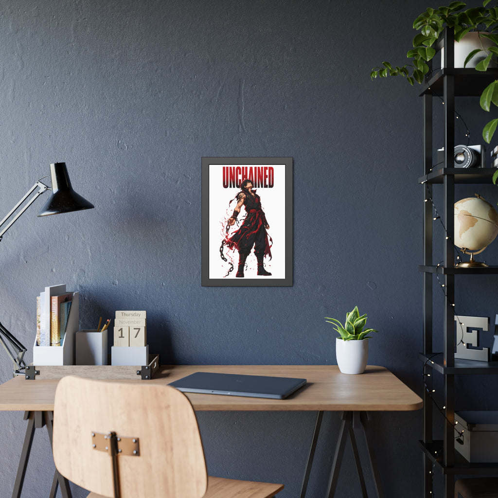 Unchained Warrior Framed Poster — Anime Fighter Wall Art