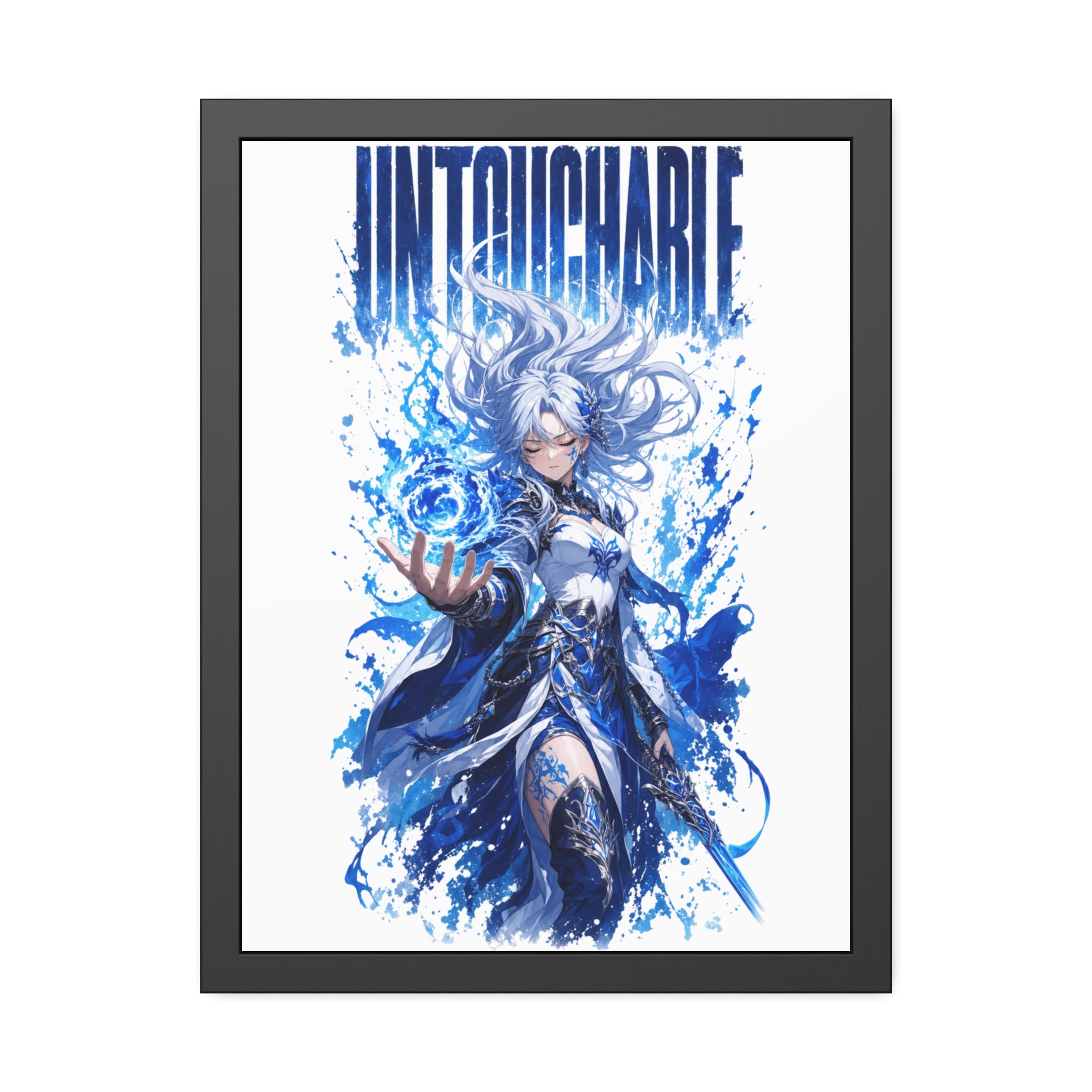 Untouchable Framed Art Poster — Blue Fantasy Sorceress Print