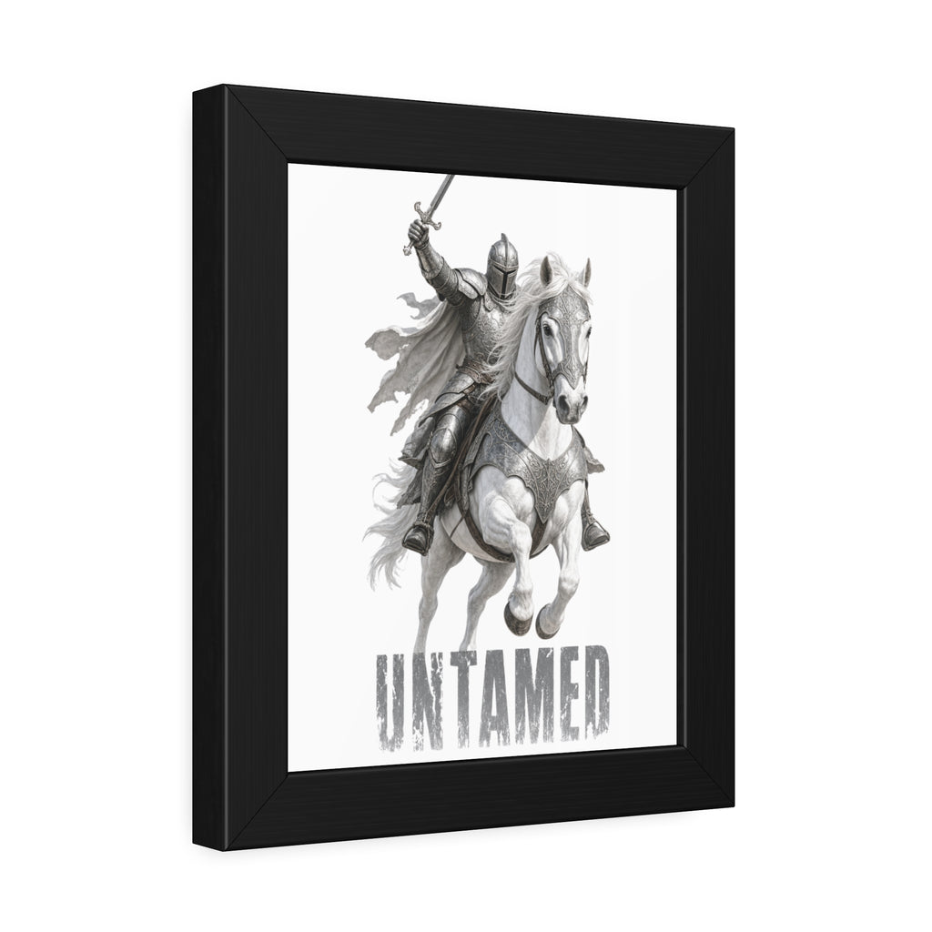 Untamed Knight Horse Framed Poster — Medieval Warrior Wall Art
