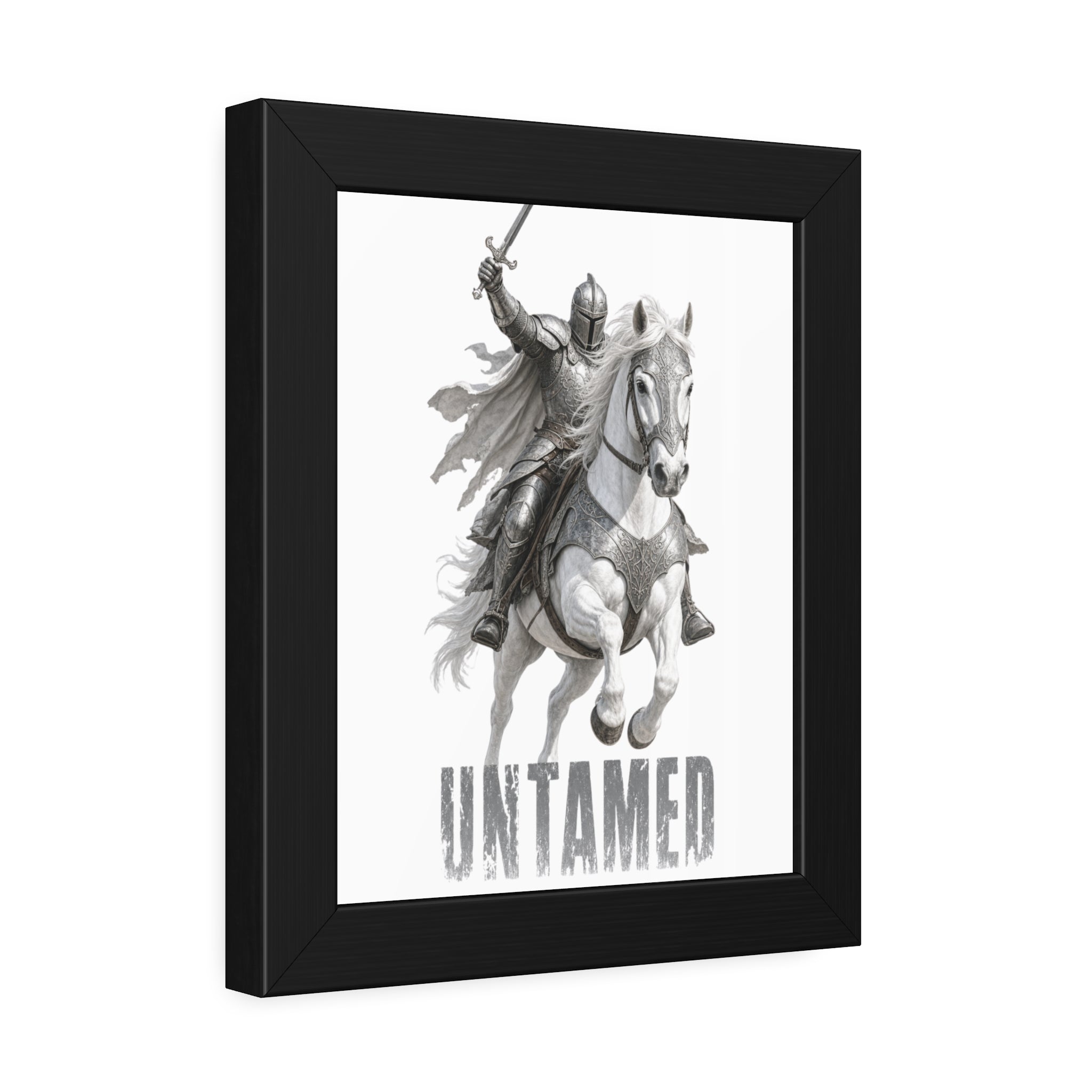 Untamed Knight Horse Framed Poster — Medieval Warrior Wall Art