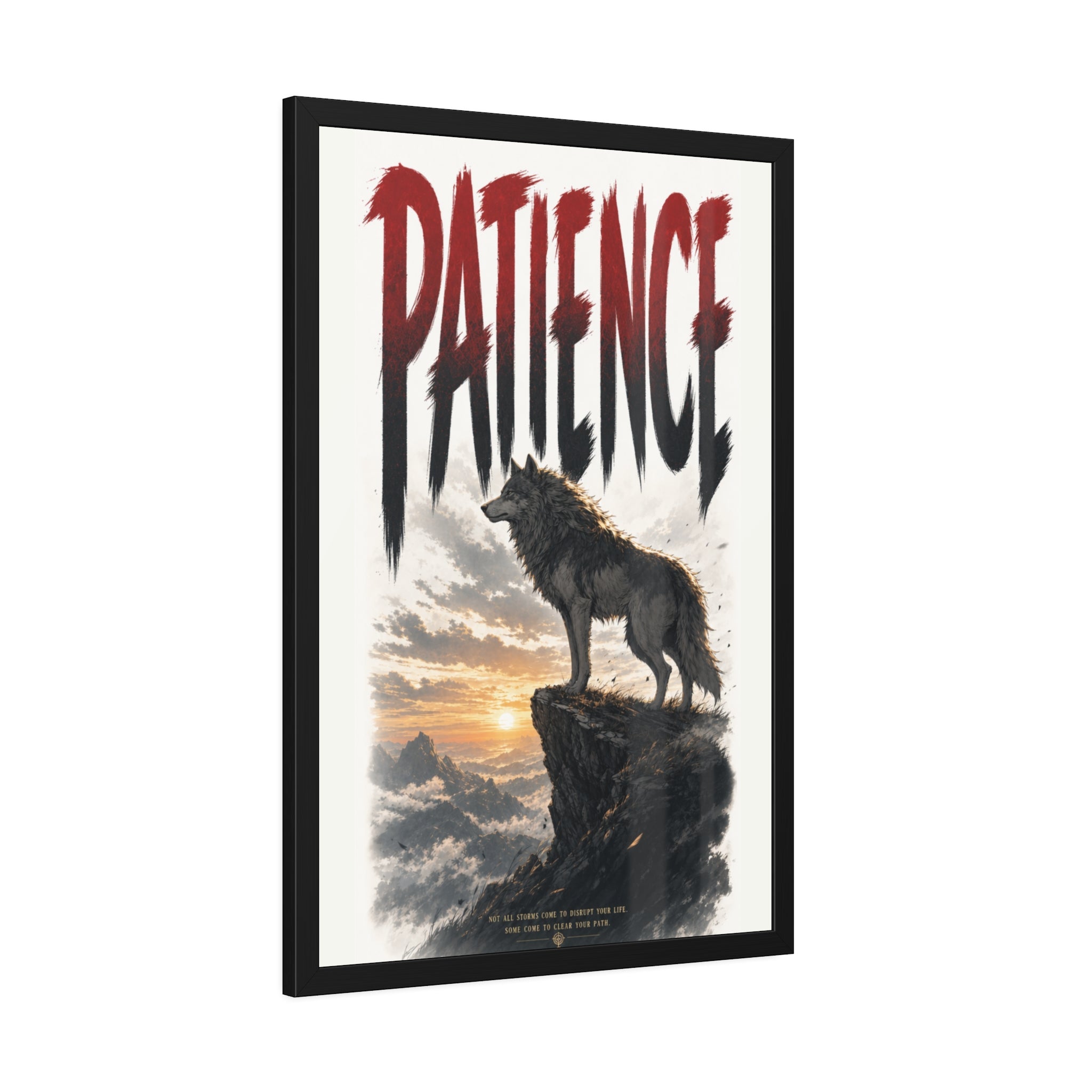 Patience Wolf Framed Poster — Inspirational Nature Wall Art