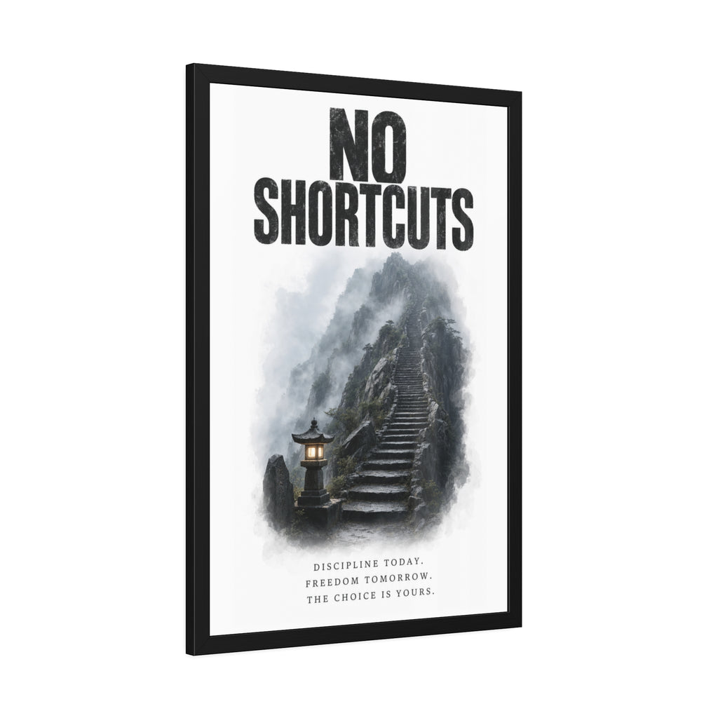 Framed Poster - "No Shortcuts" Motivational Wall Art