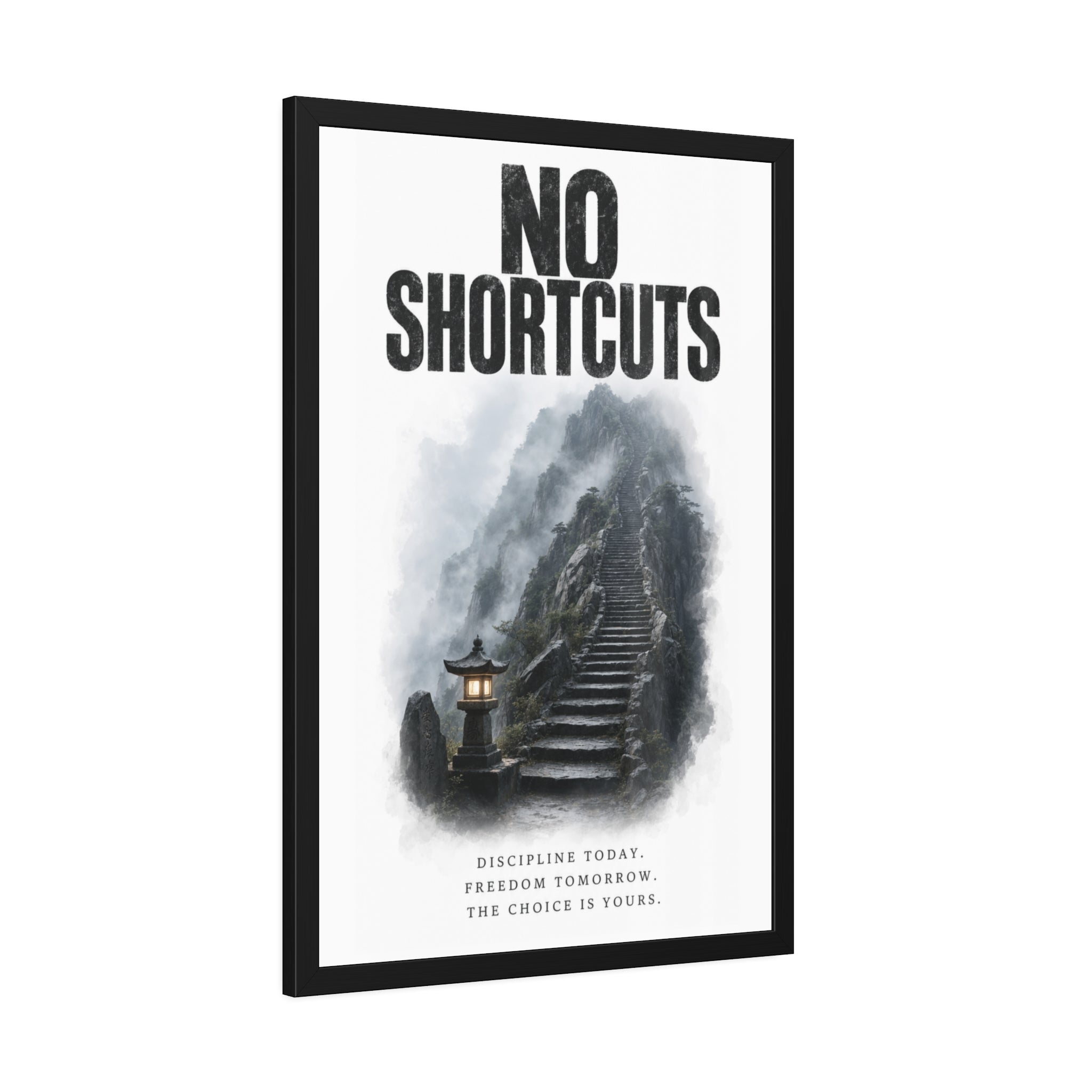 Framed Poster - "No Shortcuts" Motivational Wall Art
