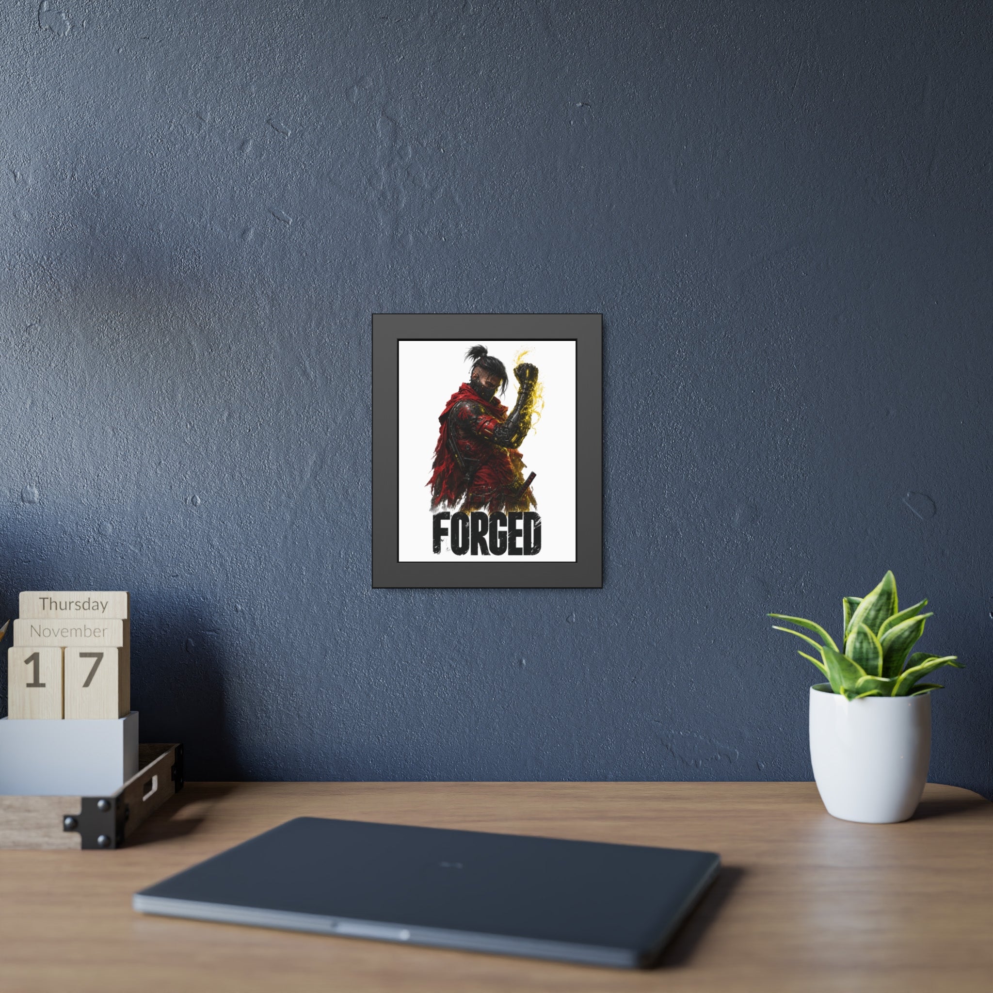 Forged Warrior Framed Poster — Samurai Fantasy Art Print