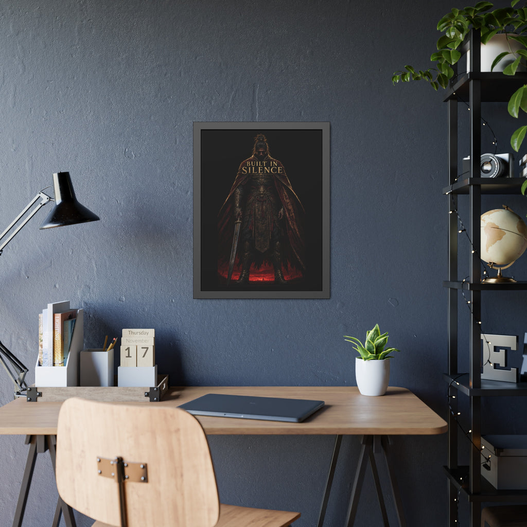 Built In Silence — Framed Poster (Dark Fantasy Knight Art)