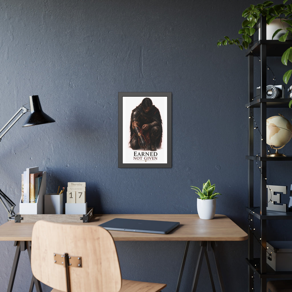 Framed Poster — "Earned Not Given" Knight Wall Art
