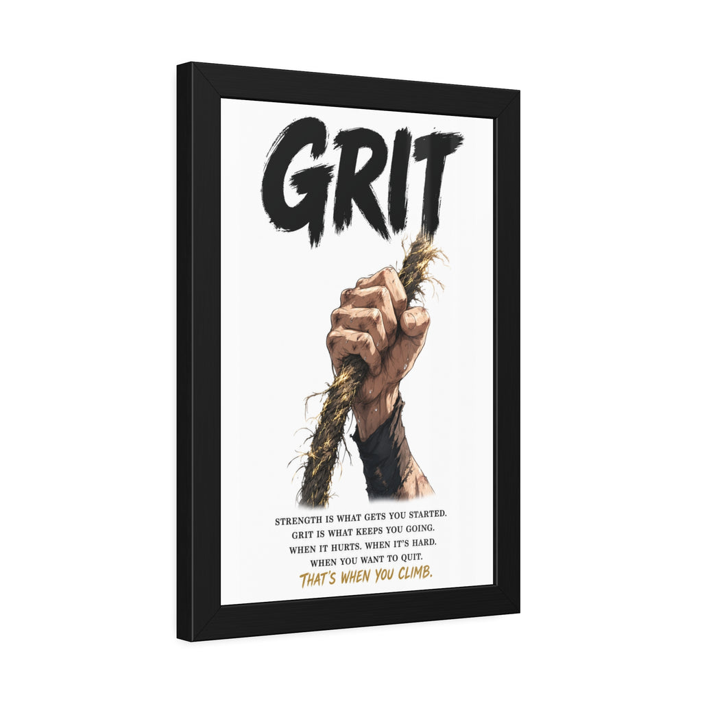 Grit Motivational Framed Poster — Inspirational Climbing Wall Art