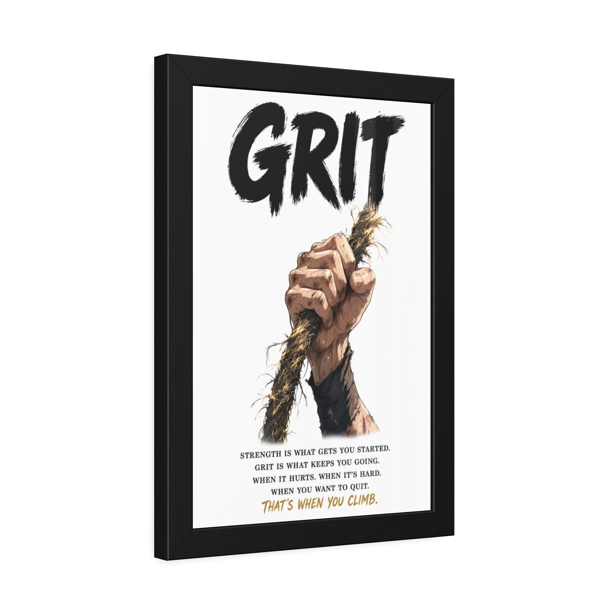 Grit Motivational Framed Poster — Inspirational Climbing Wall Art