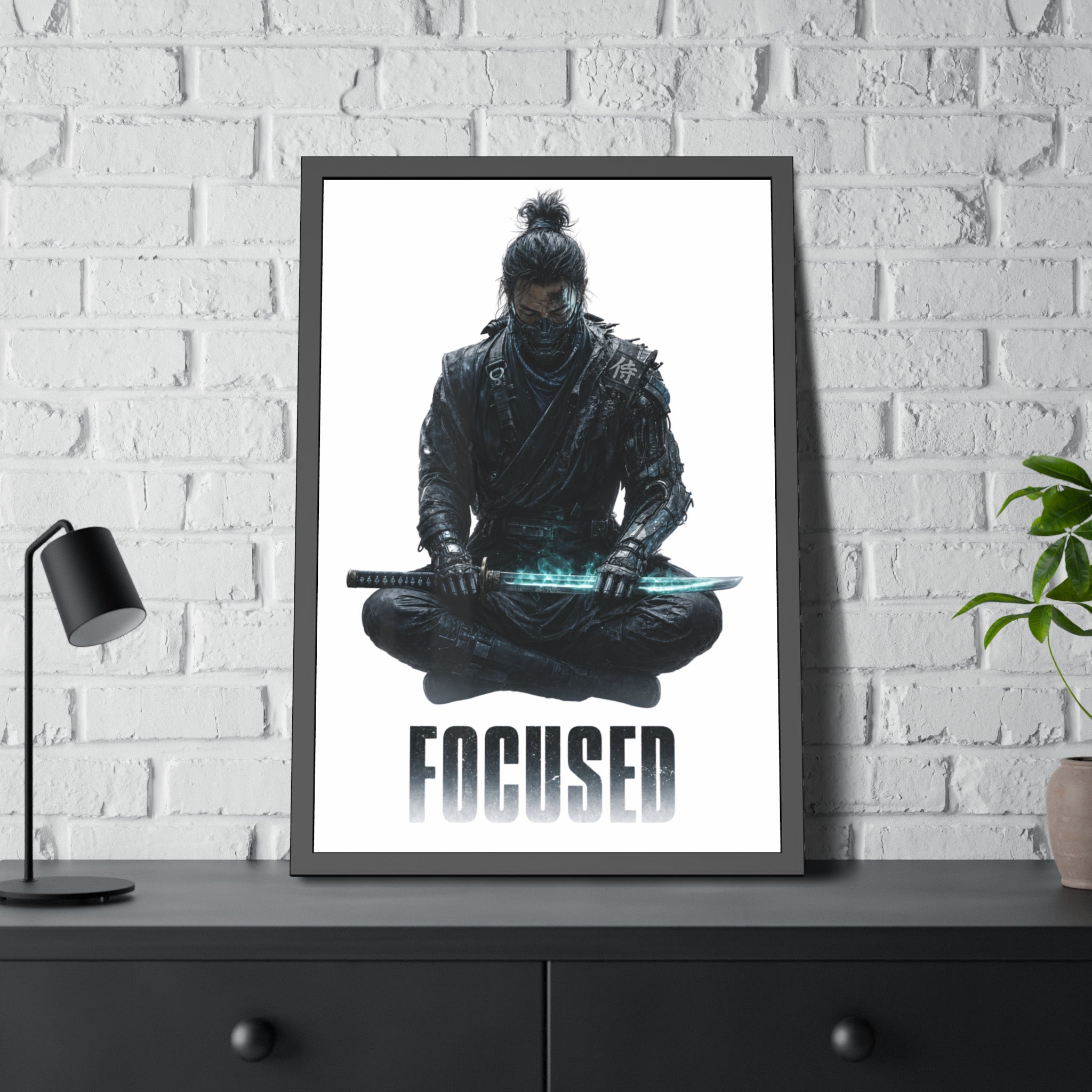 Focused Samurai Framed Poster — Motivational Wall Art