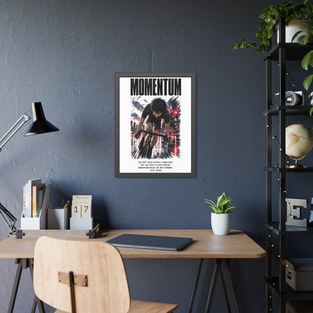 Momentum Cycling Poster — Framed Inspirational Wall Art