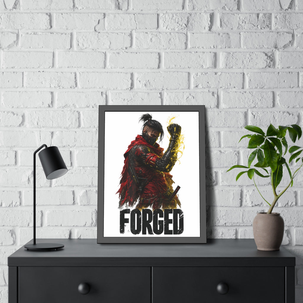 Forged Warrior Framed Poster — Samurai Fantasy Art Print