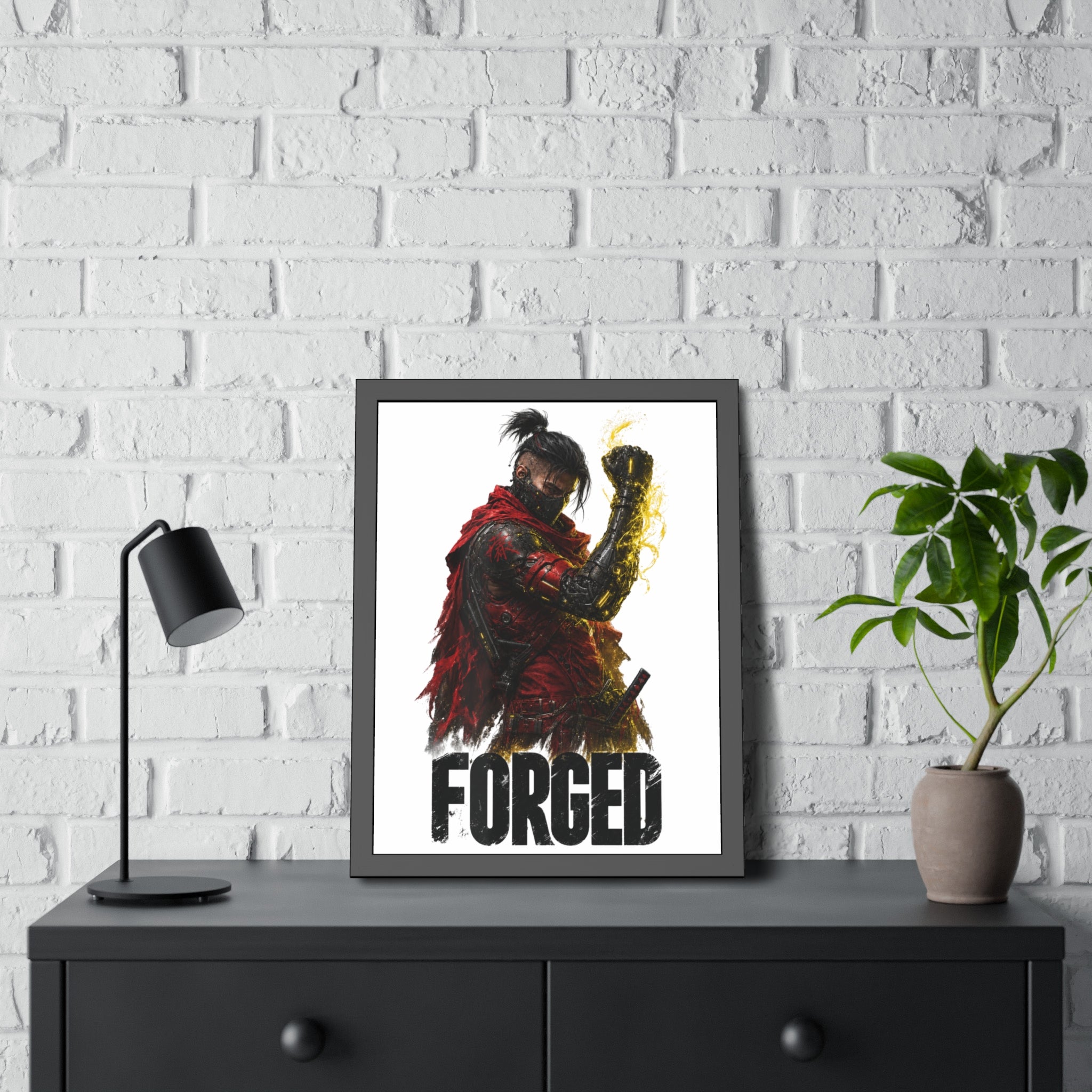 Forged Warrior Framed Poster — Samurai Fantasy Art Print