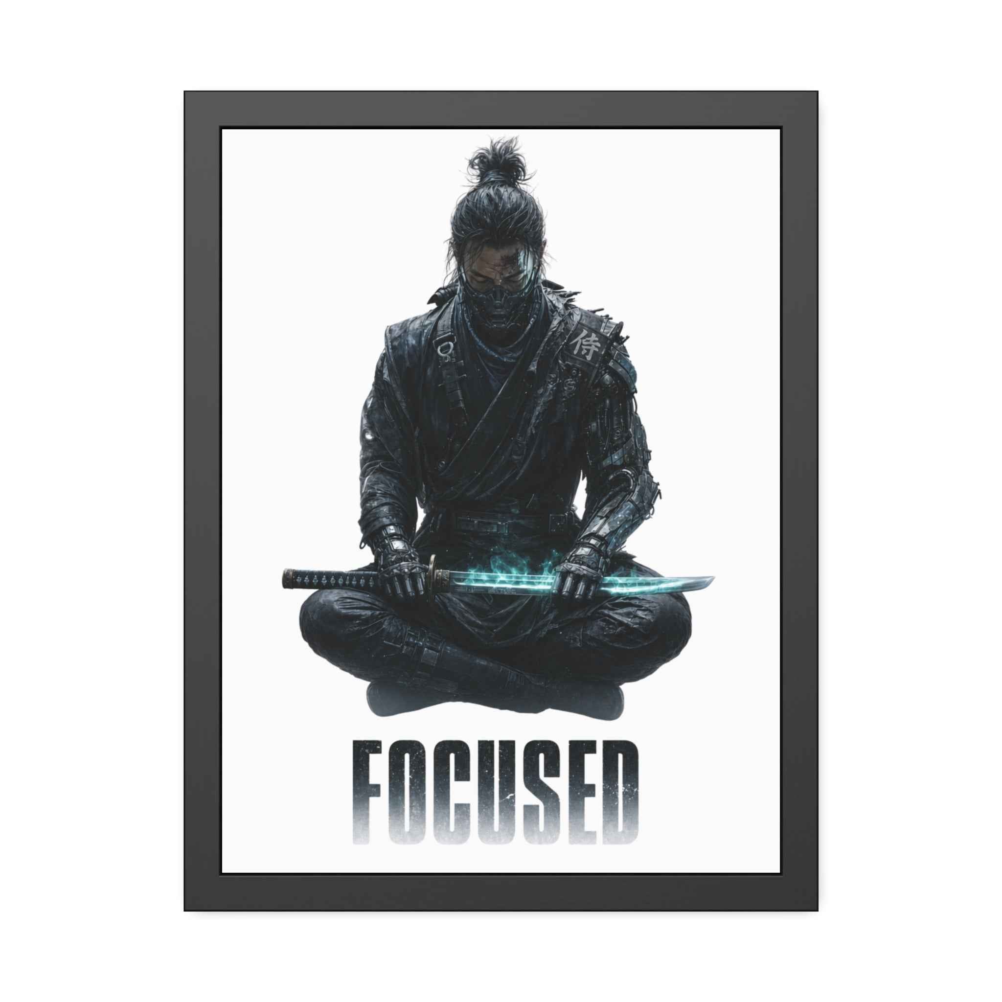 Focused Samurai Framed Poster — Motivational Wall Art