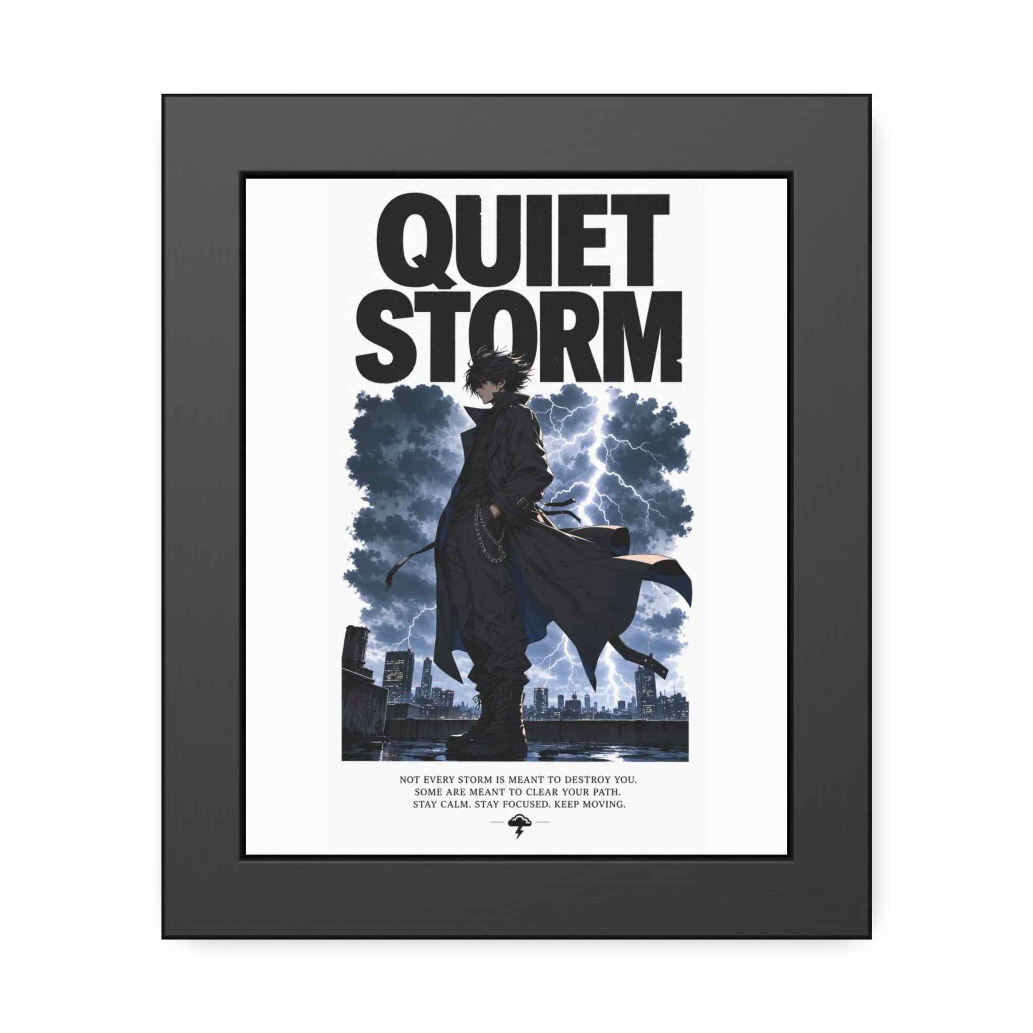 Framed Poster — "Quiet Storm" Dark Urban Lightning Art Print