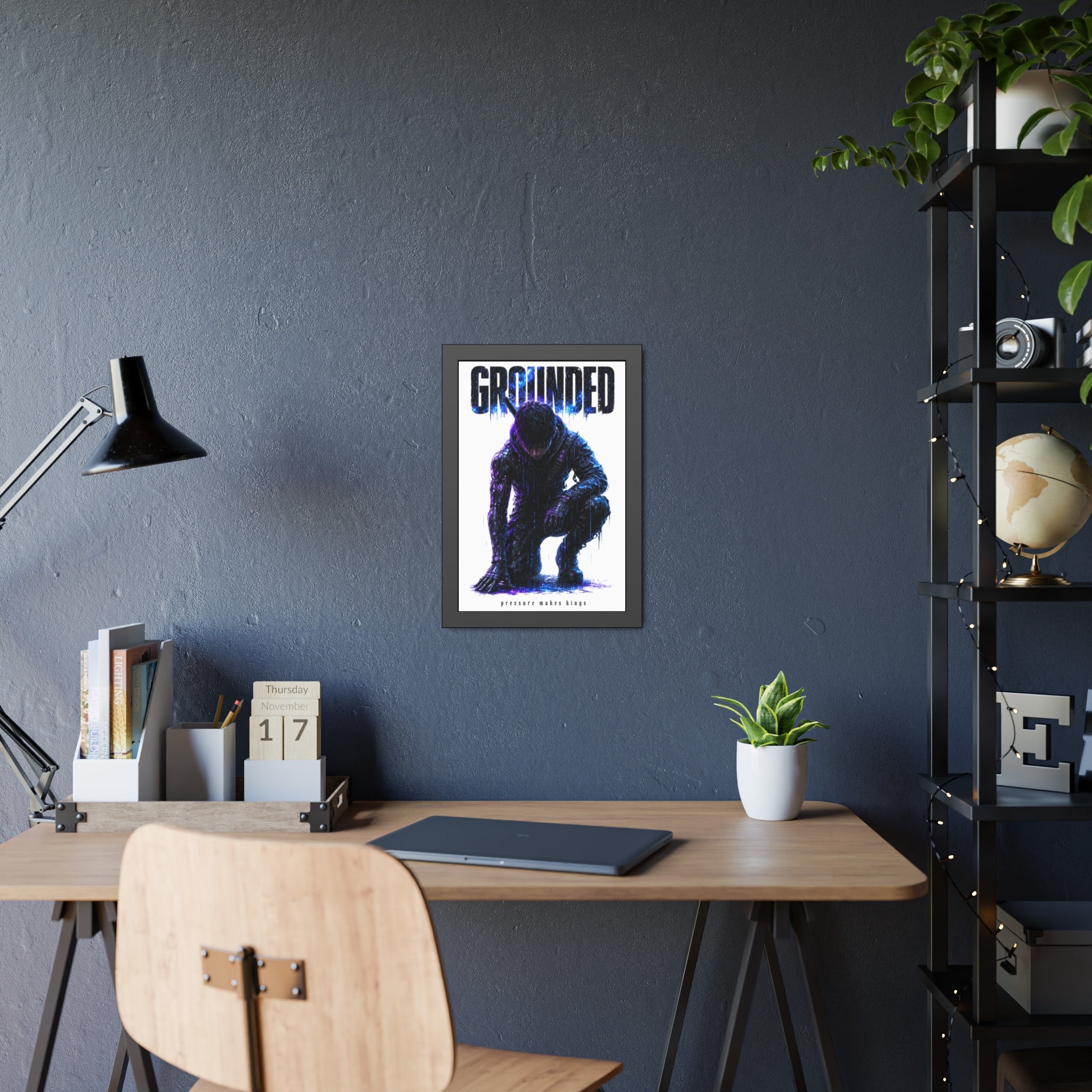 Framed Poster — 'GROUNDED' Motivational Sci‑Fi Art