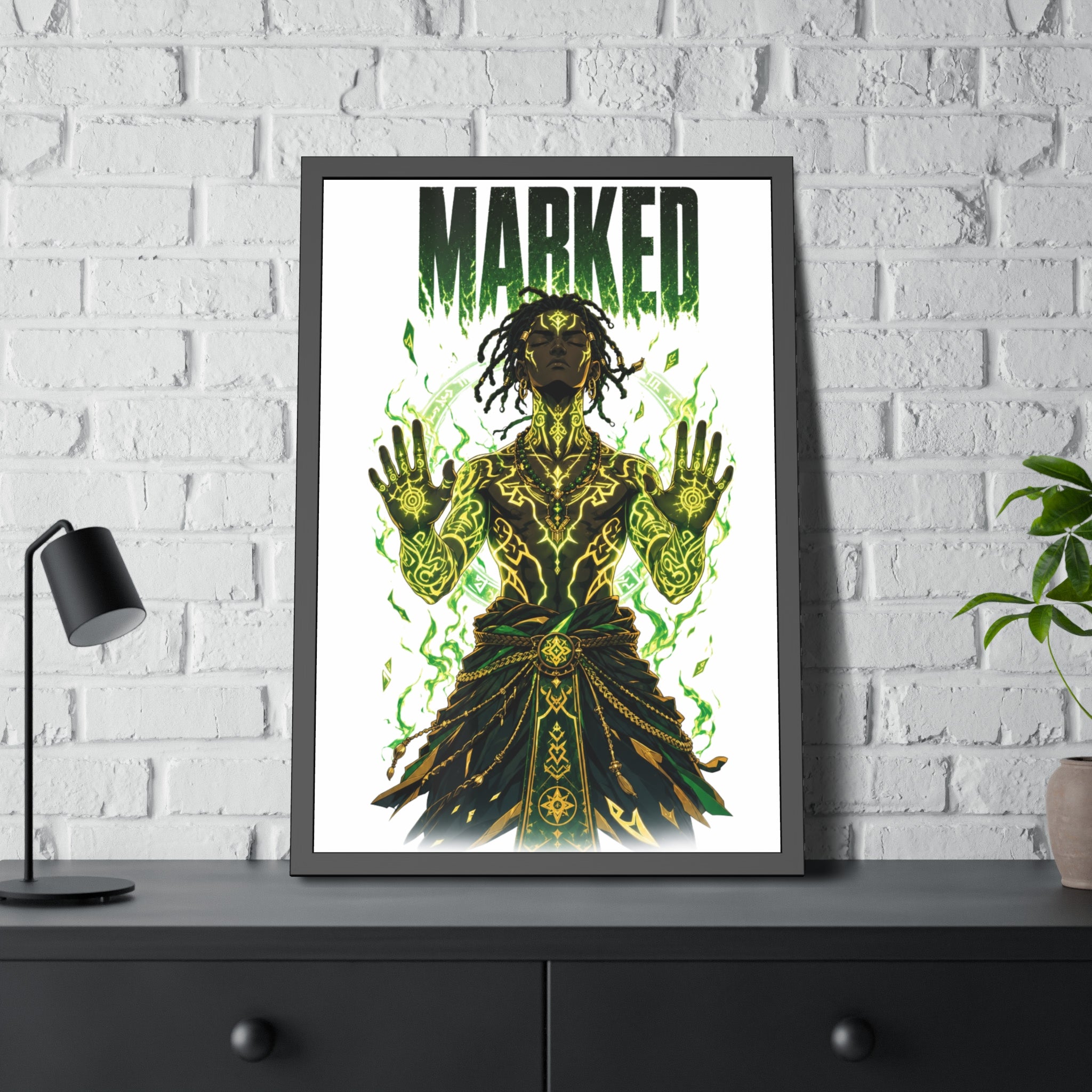 Framed Poster — "MARKED" Mystic Warrior Art Print